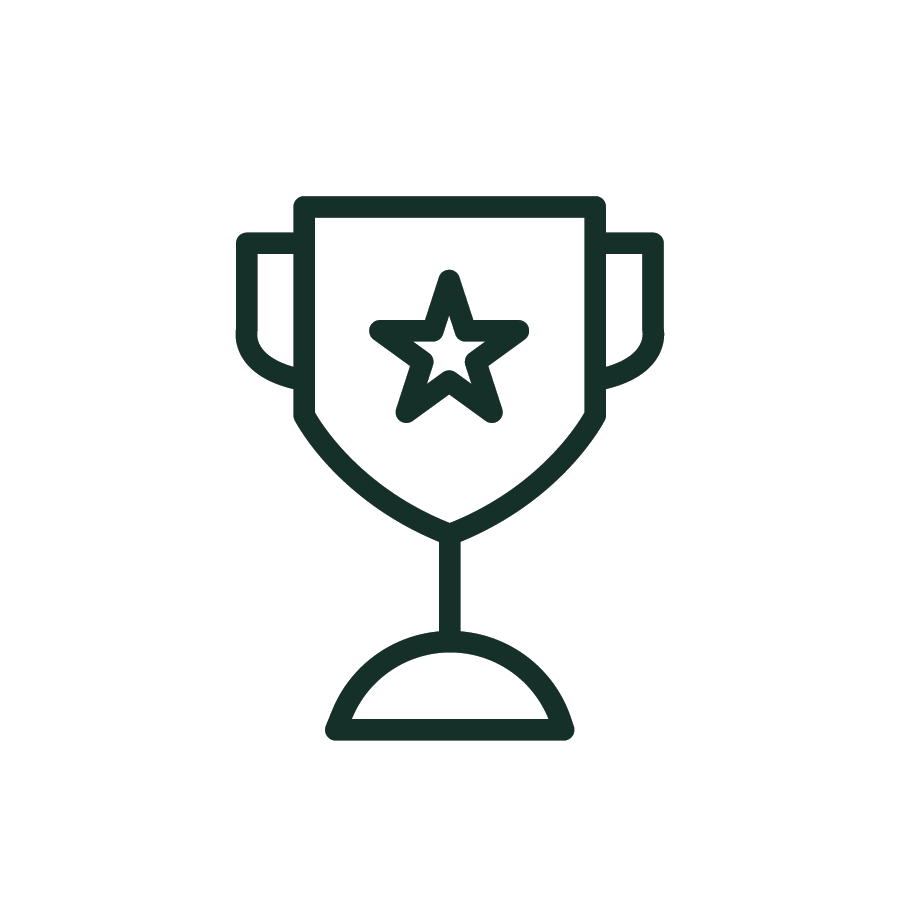 Icon of a trophy with a star in the center, symbolizing achievement or winning.