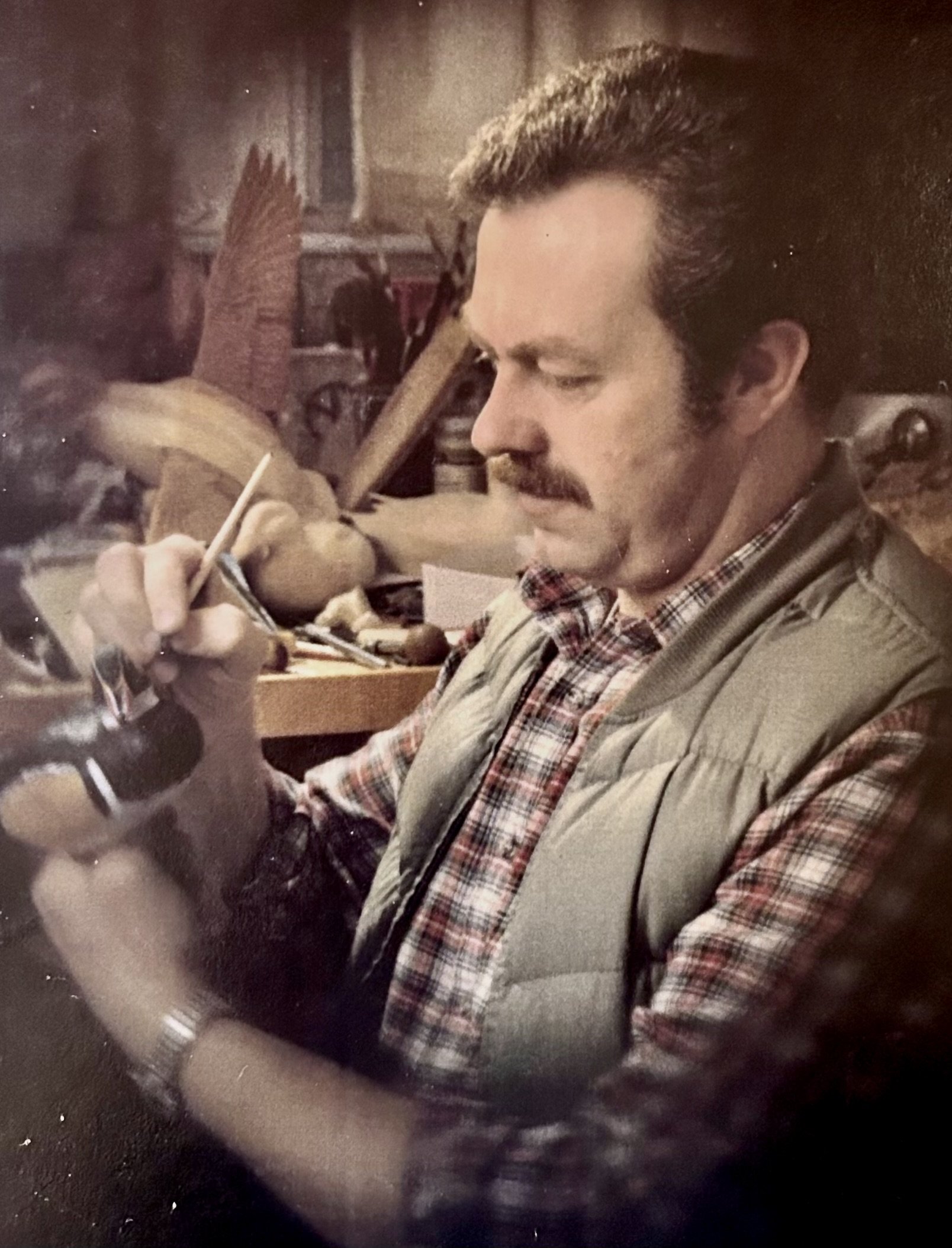 Don Hovie working in his studio, circa 1980