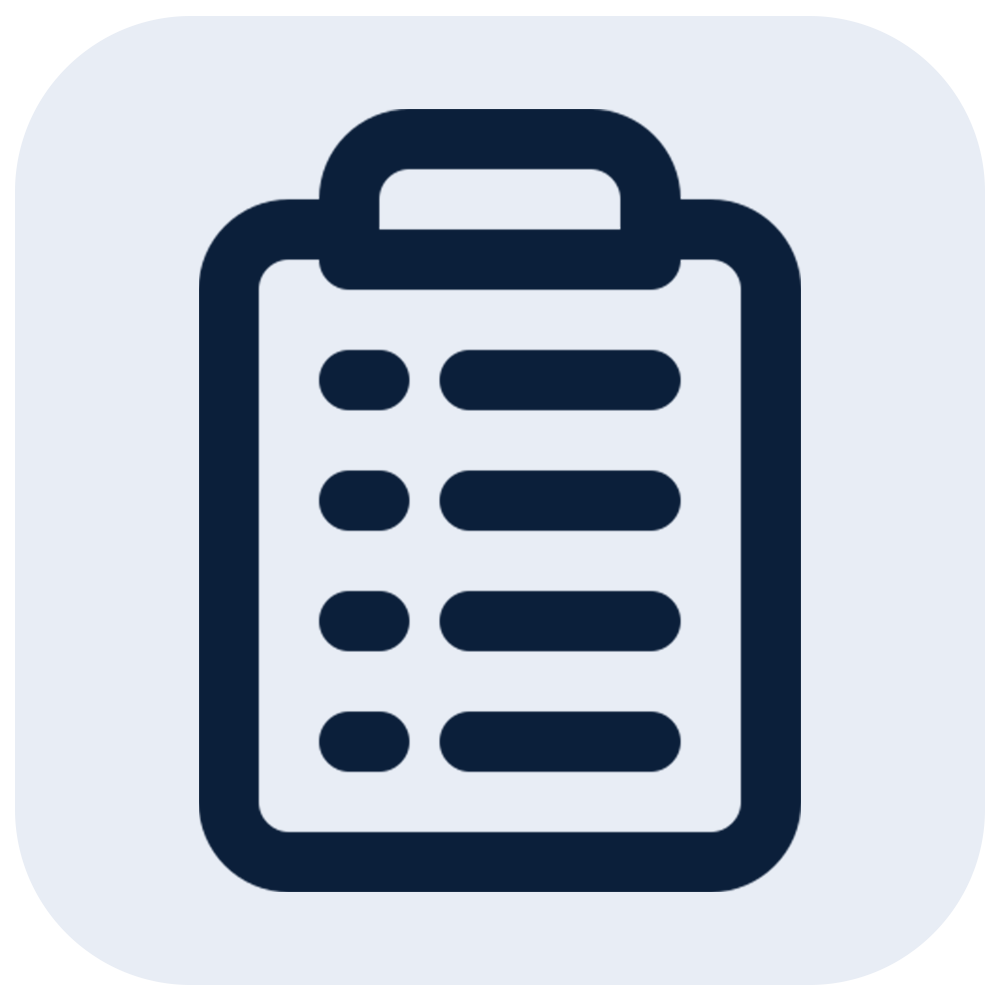Icon of a clipboard with a list of items.