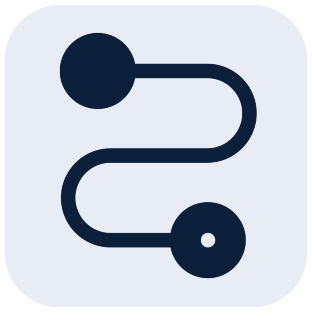 Icon of a stethoscope with two circular ends connected by a curved line.