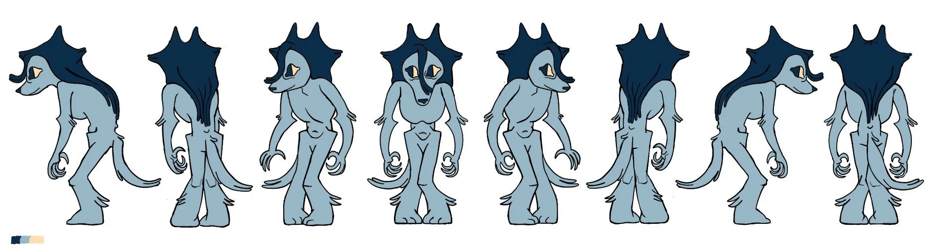 Colored turnaround of a wolf/blue