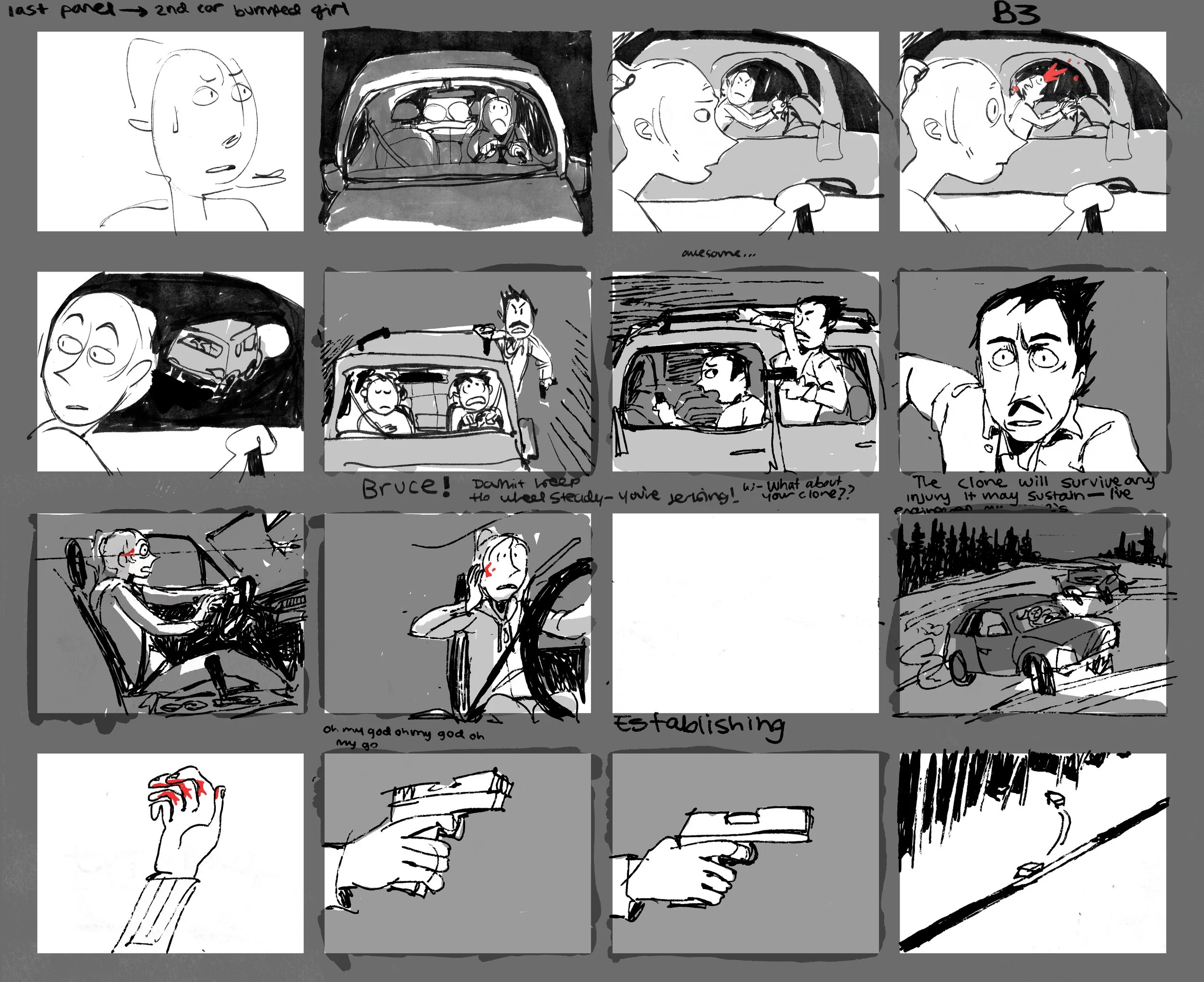 Black and white story boards
