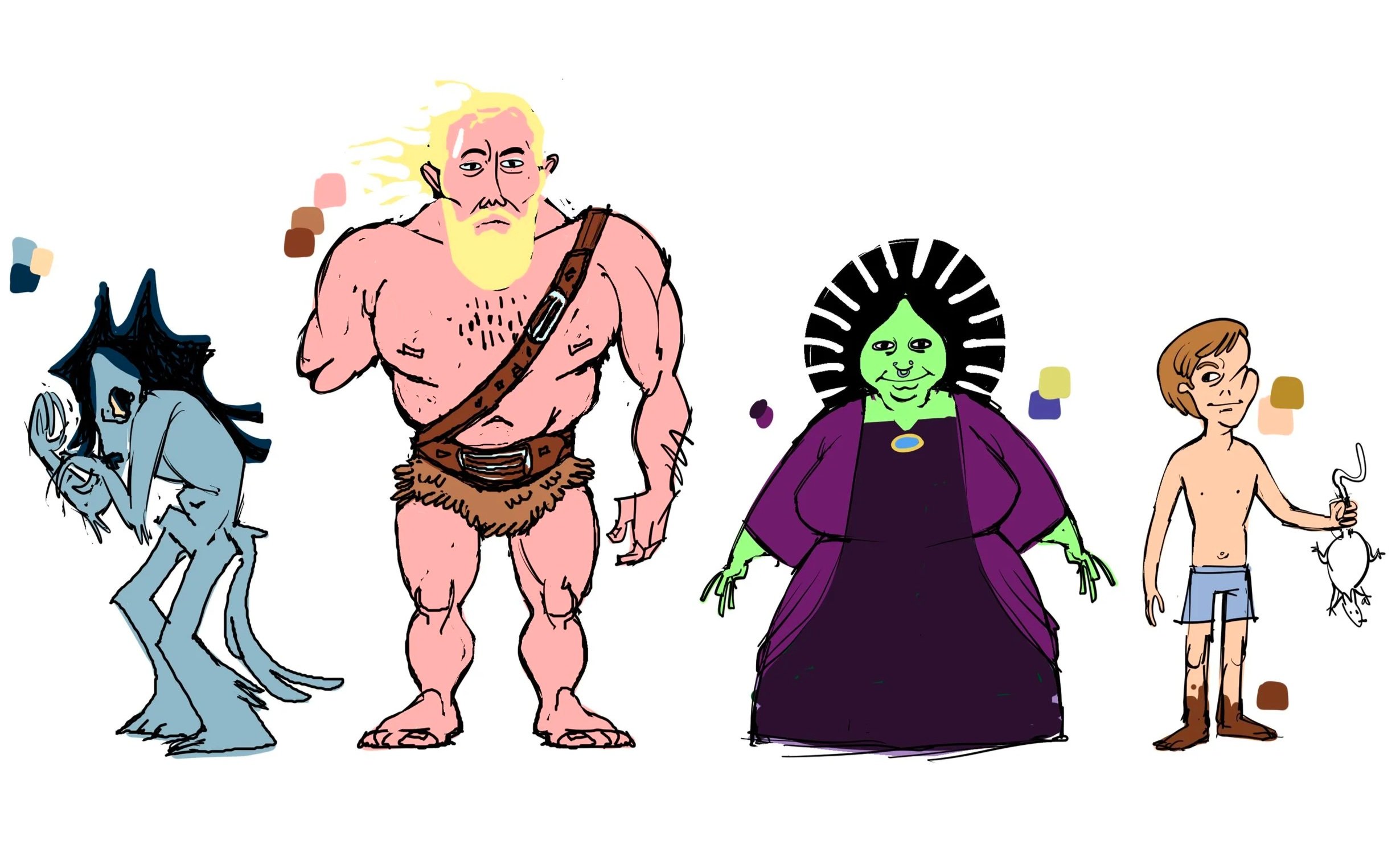 Lineup of cartoon characters