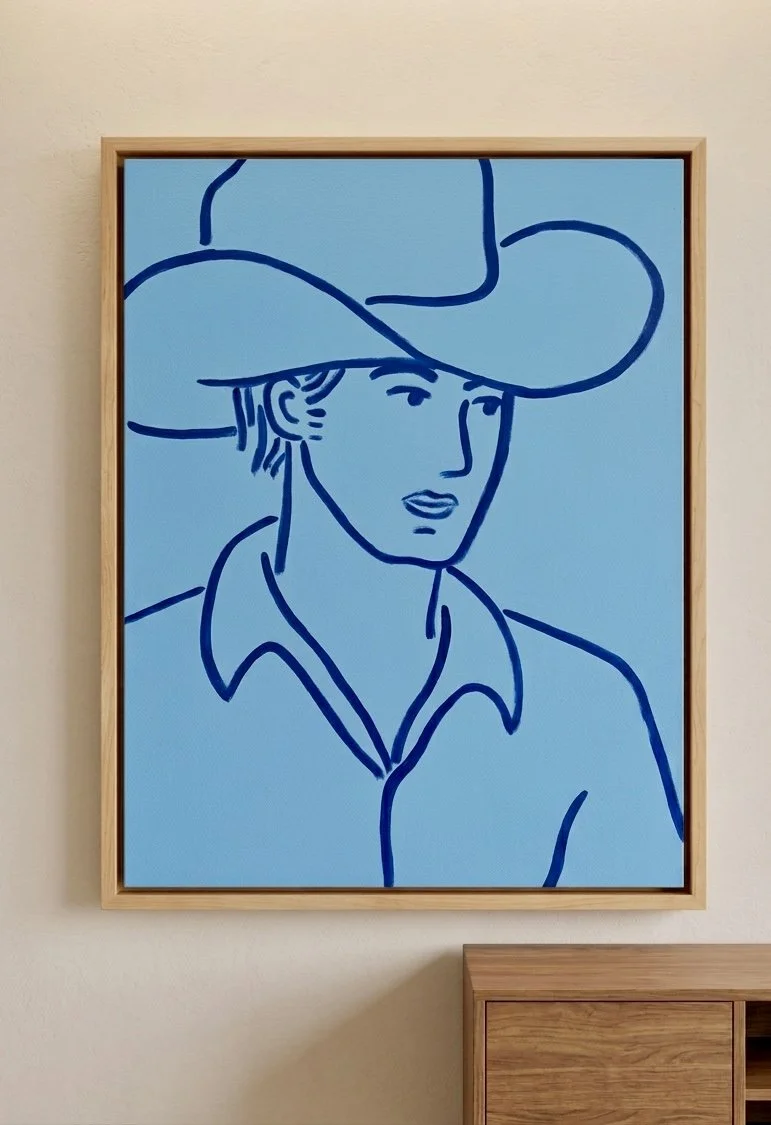 cowboy in blue, 48" x 36", $2525 - available