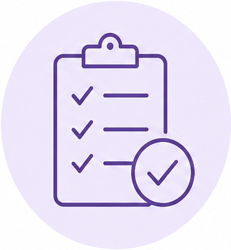 Illustration of a clipboard with a checklist and a large checkmark