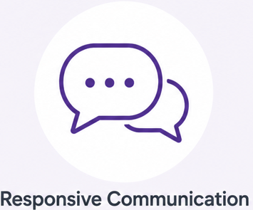 Icon of two chat bubbles with three dots inside, symbolizing communication.