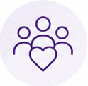 Icon of three people with a heart in front of them
