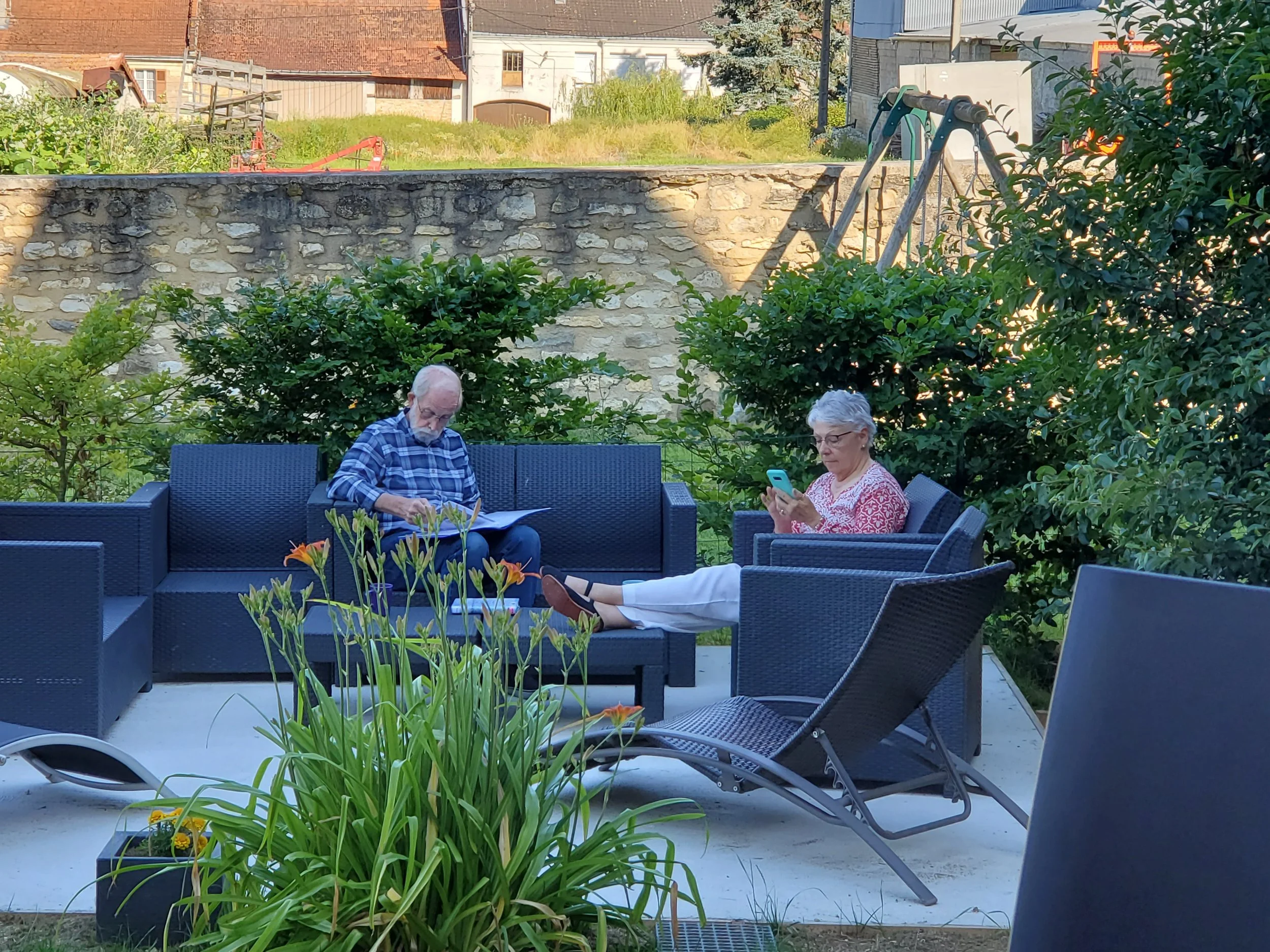 Relaxing on the castle grounds