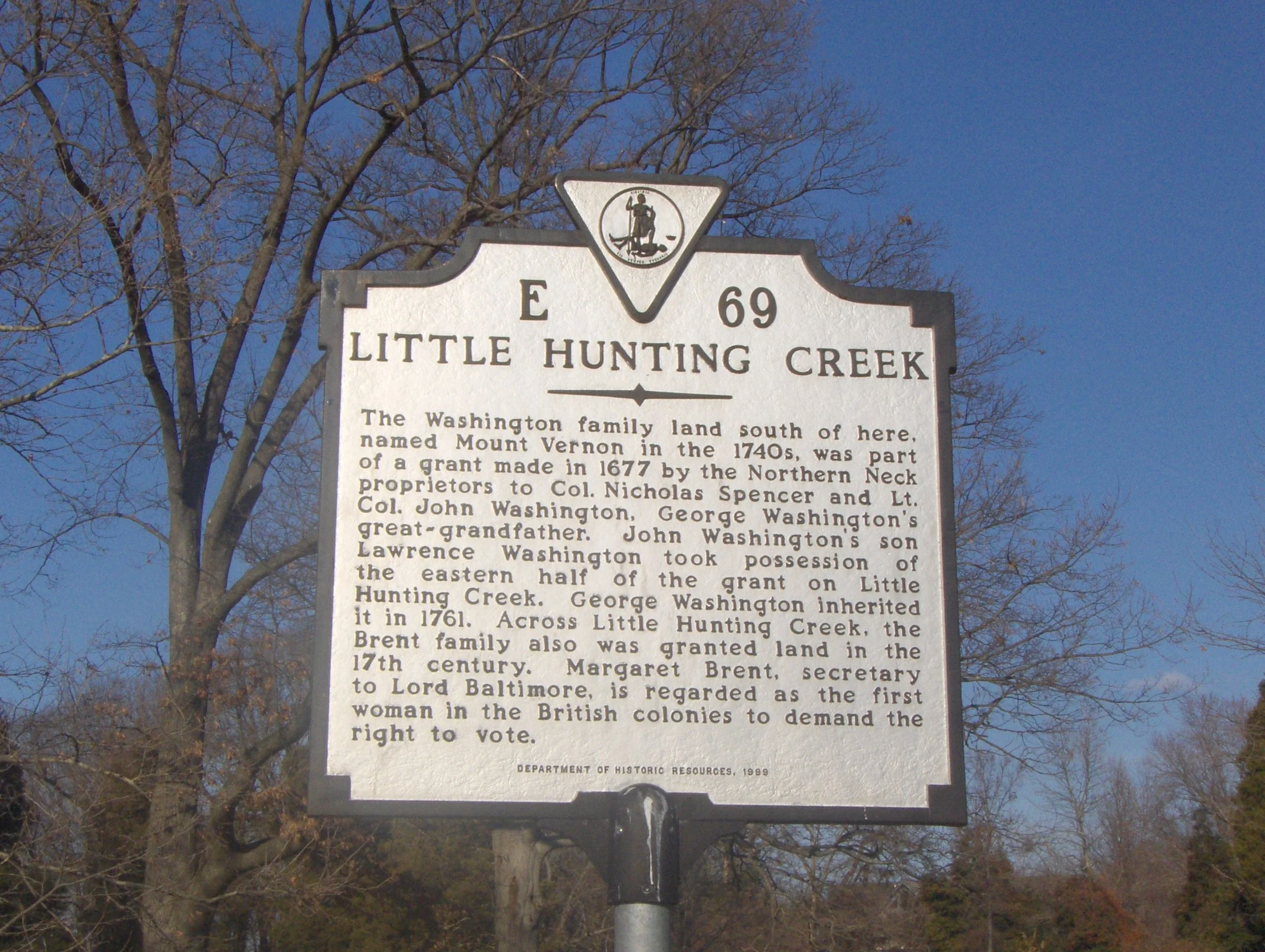 Little Hunting Creek's historical marker. Photo By Roger Dean Meyer of Yankton, South Dakota., HMDB.org.