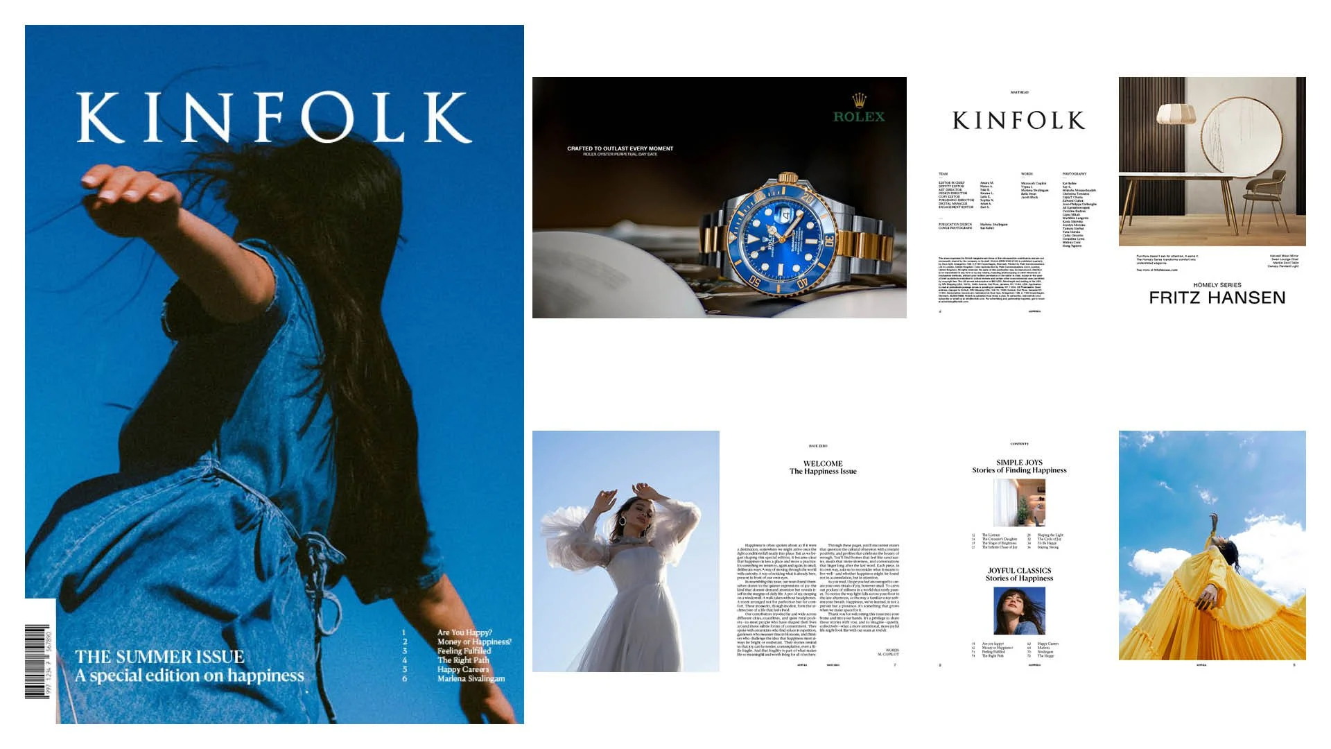 A flatplan showcasing the cover and the first spreads of the project.