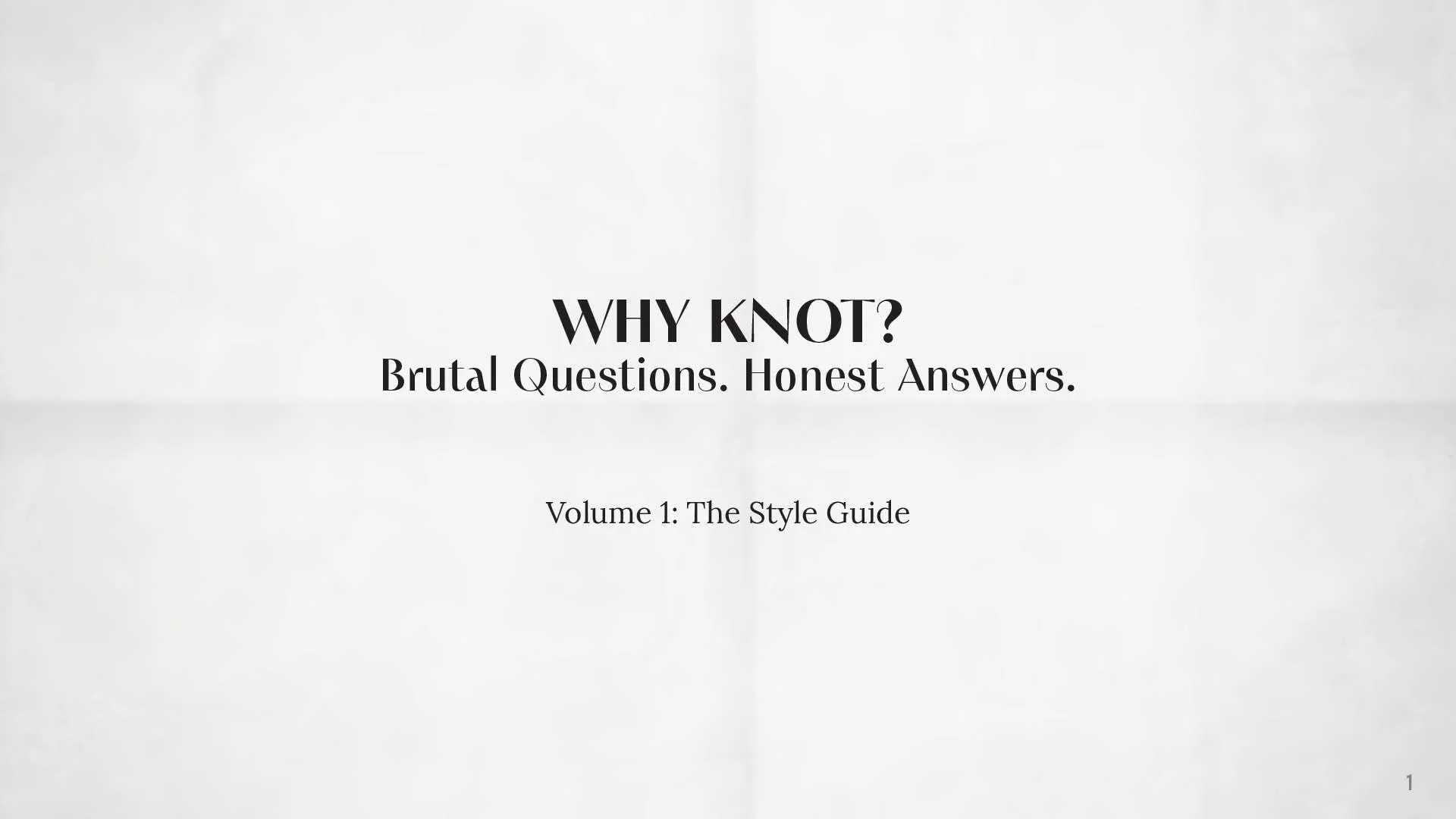 Why Knot style guide cover page