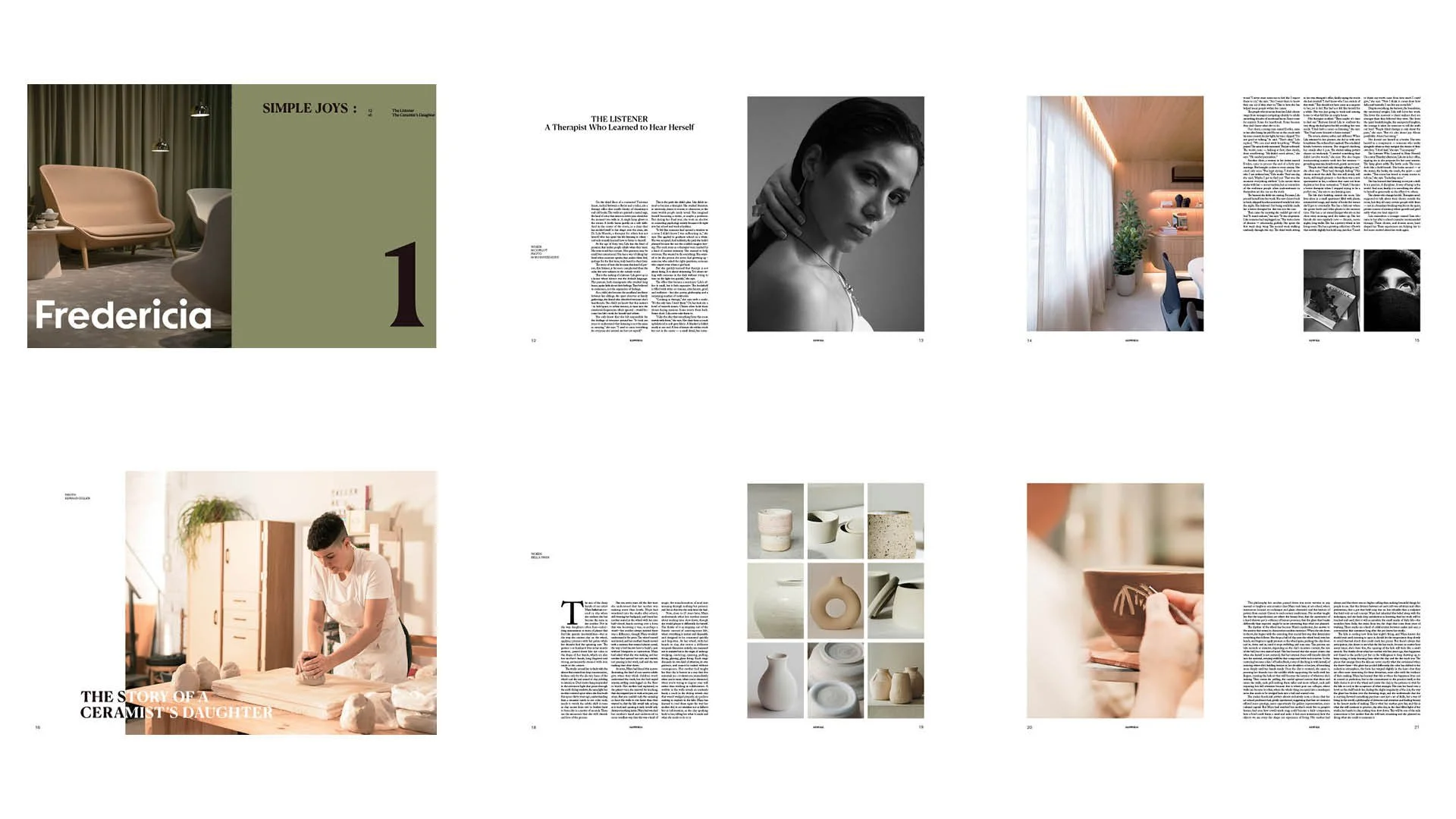 A flatplan showcasing six spreads of the project.