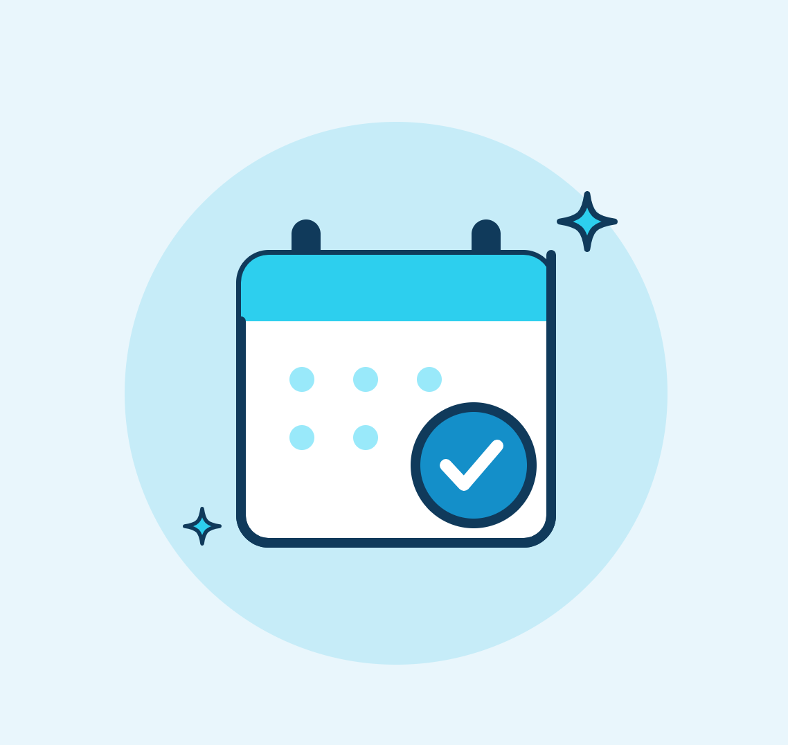 Calendar icon with a checkmark indicating a confirmed or scheduled event.