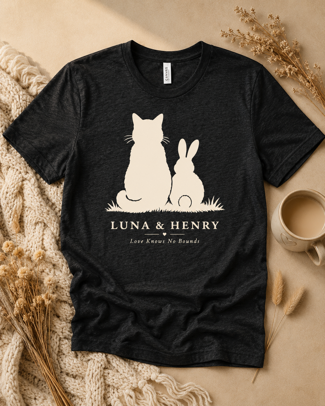 Love Knows No Bounds Black Heather Premium Tee - Large Print