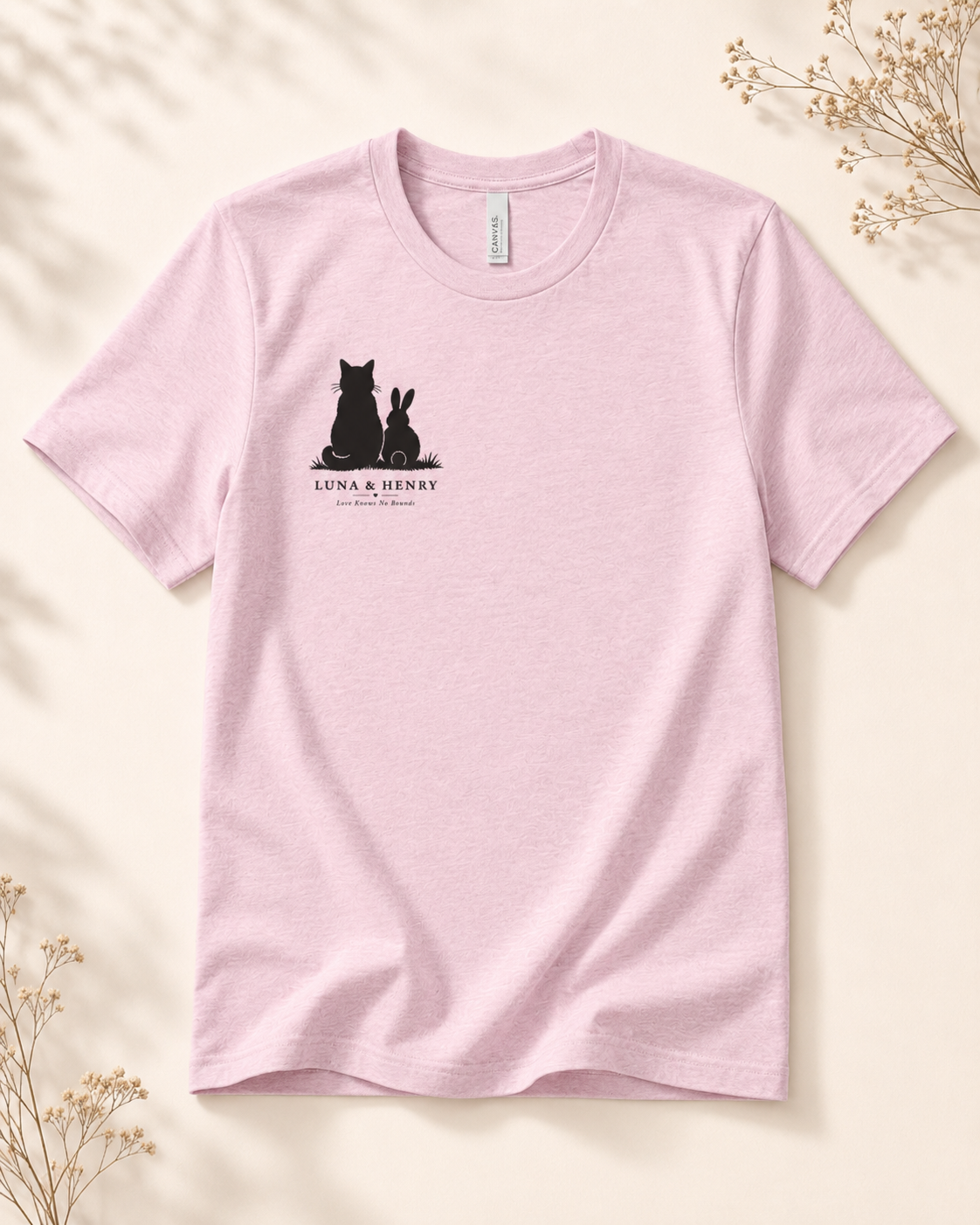 Love Knows No Bounds Soft Pink Premium Tee - Chest Print
