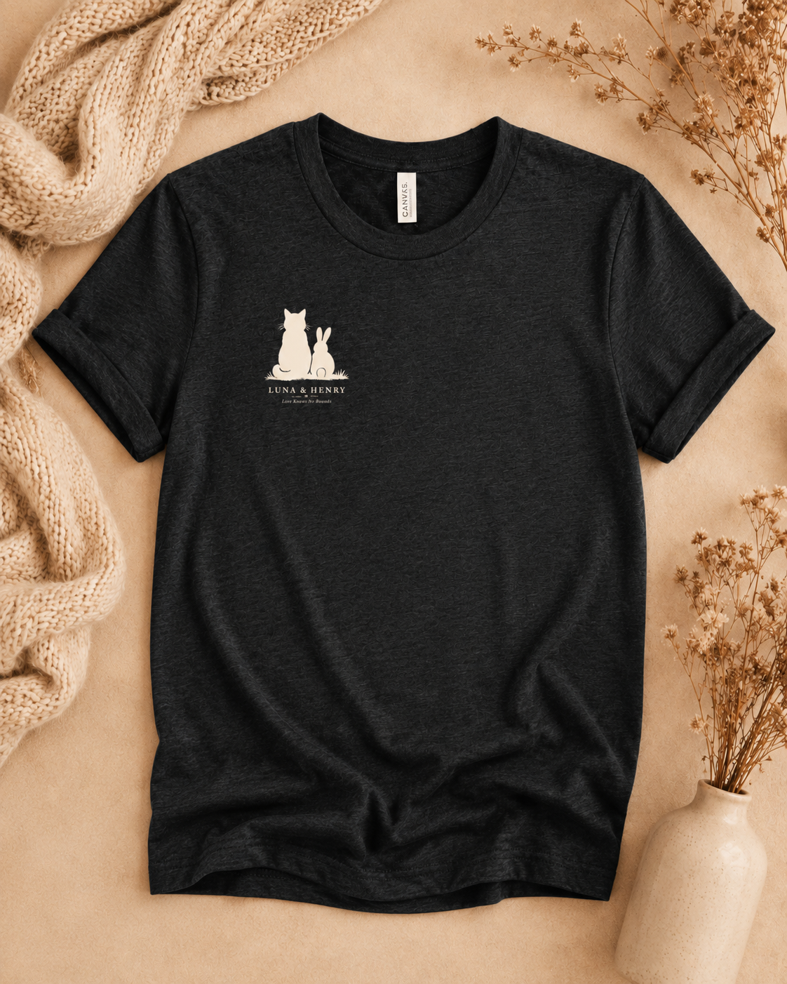 Love Knows No Bounds Black Heather Premium Tee - Chest Print