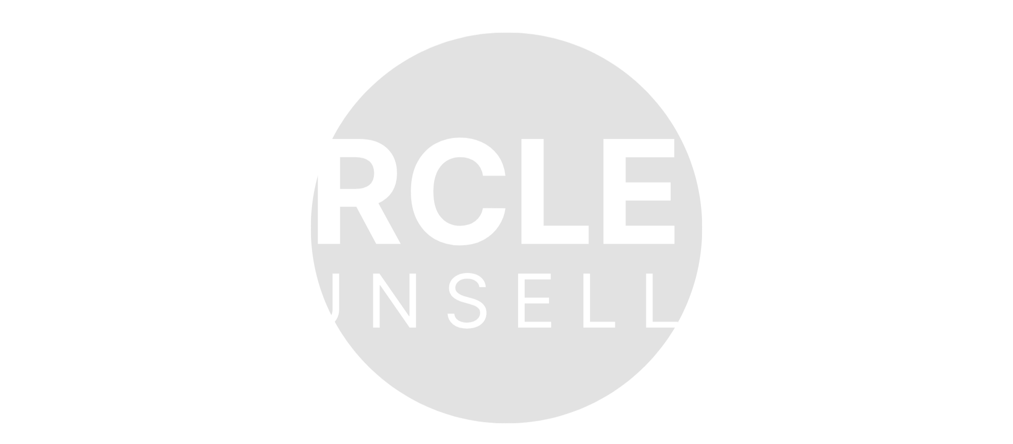 Logo for CIRCLE IT COUNSELING with a large gray circle behind the white text.