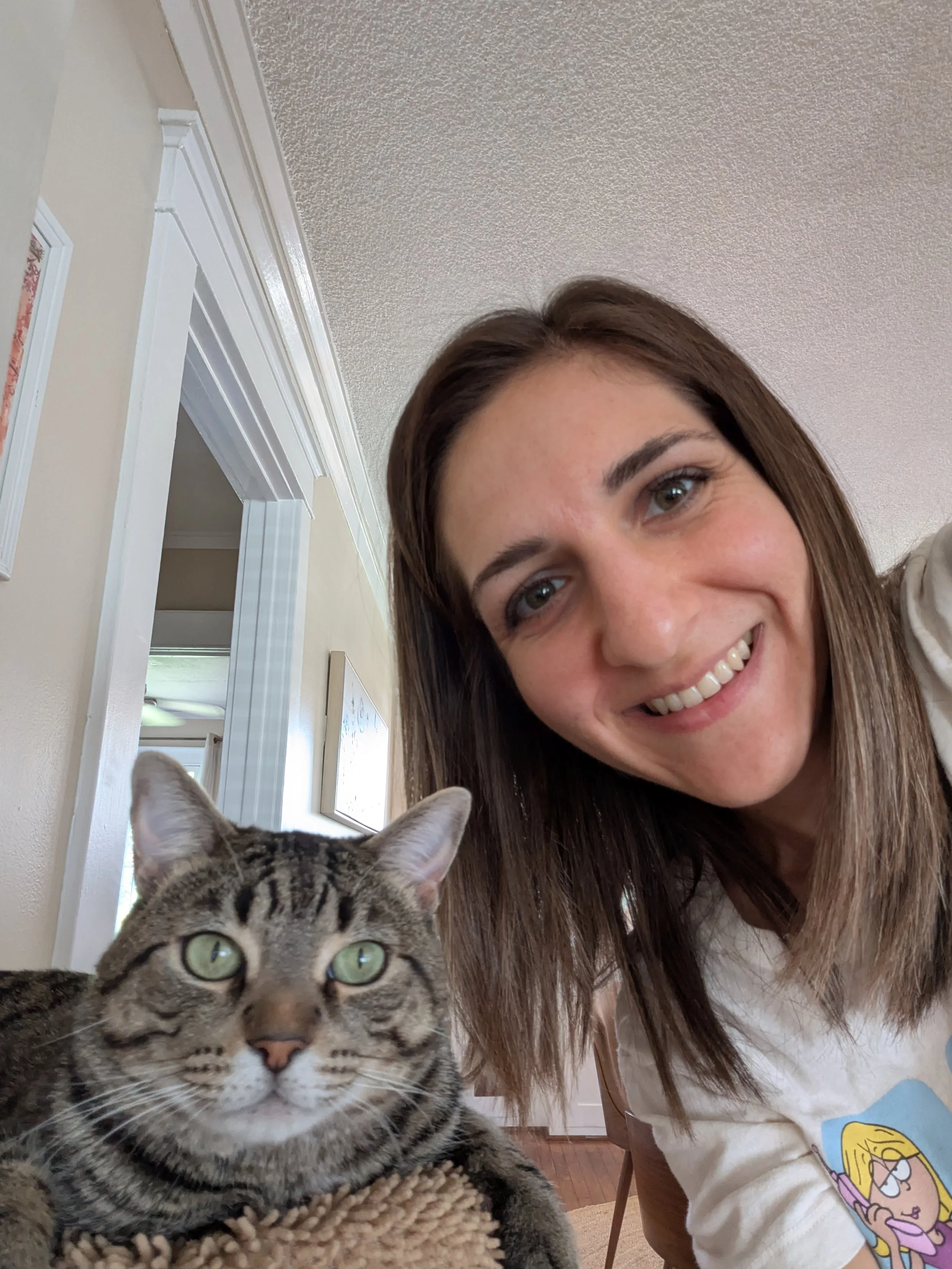 Pet sitter with cat