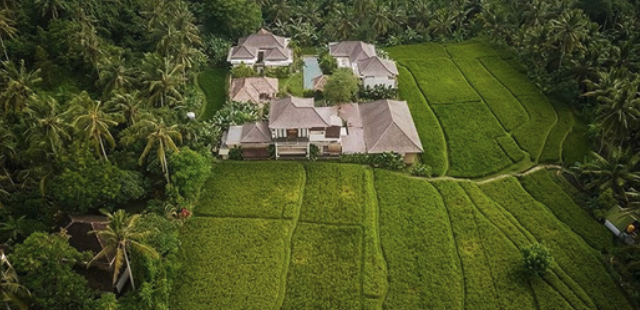 The shala Bali aerial view.