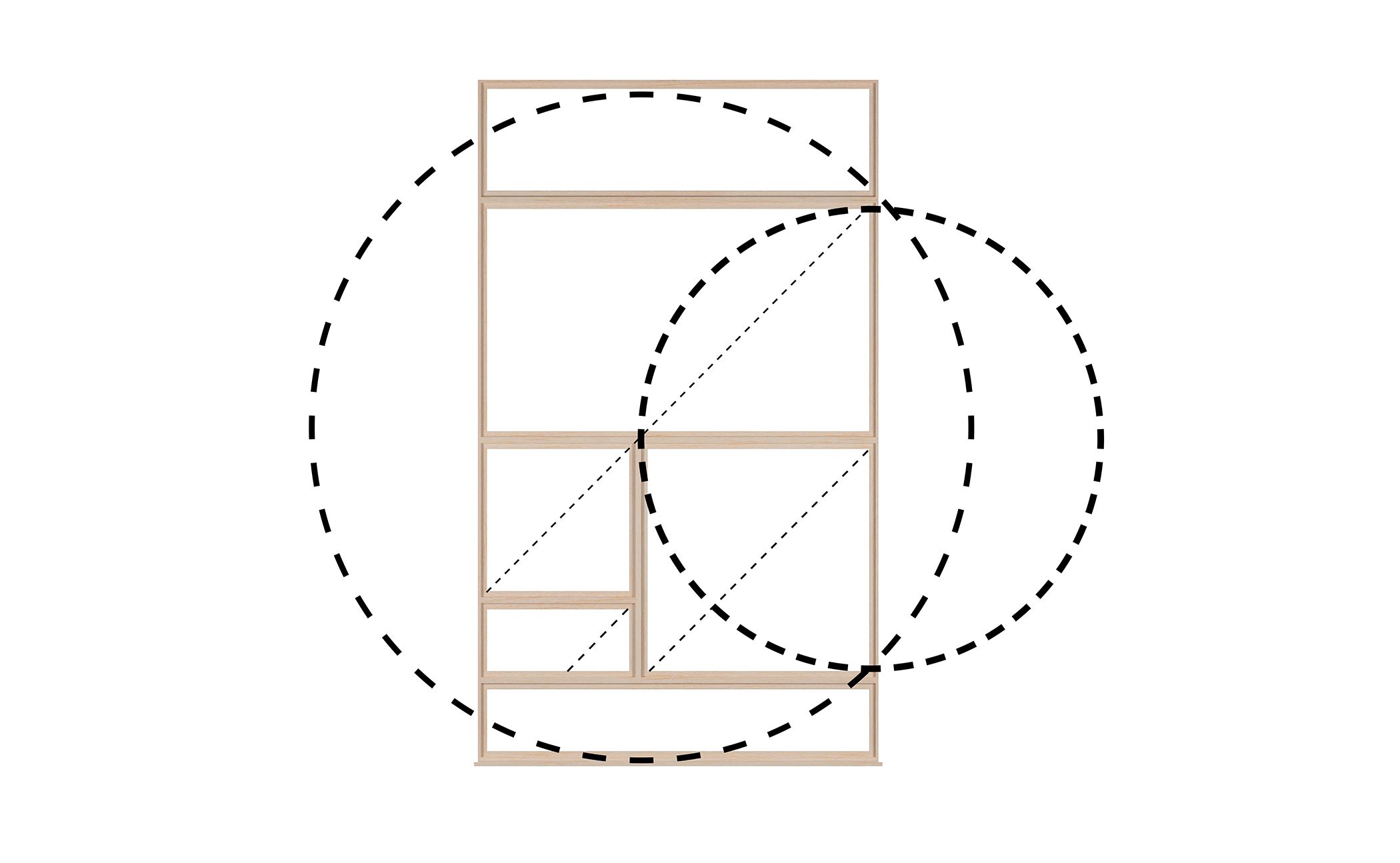 Golden-ratio diagram of an Modular Spectacular window — MB Architecture