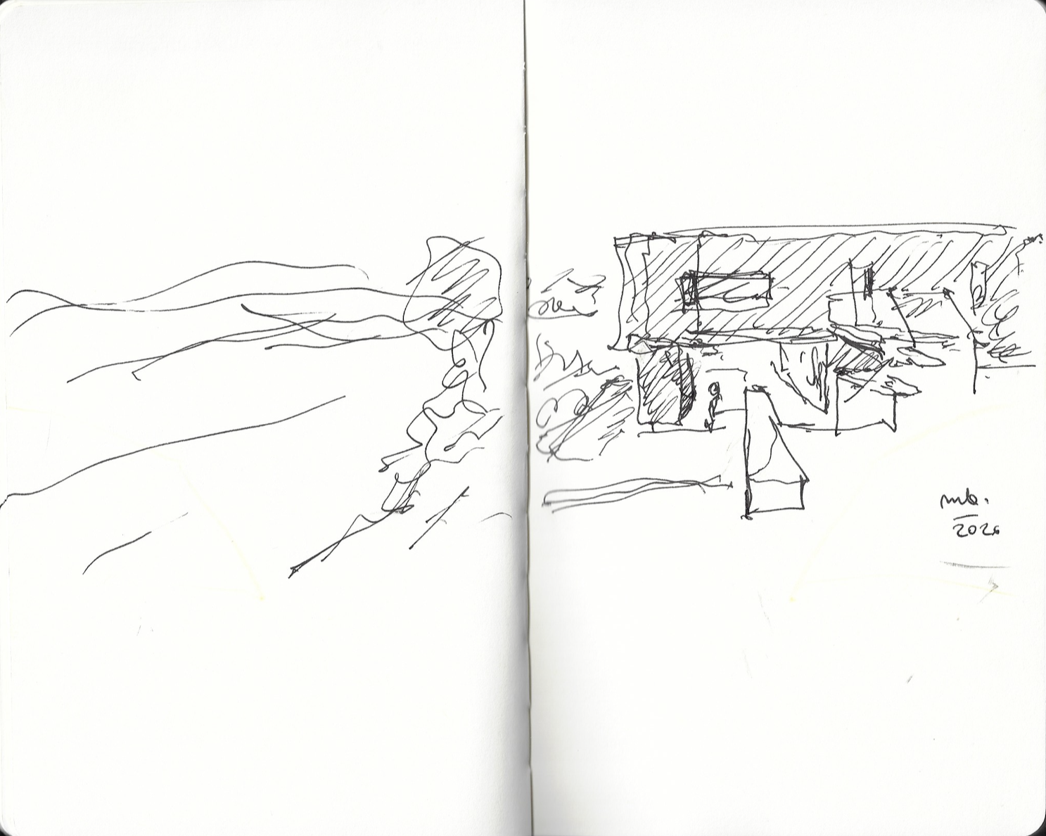 Architect's sketch bridging the Southampton slope into two levels