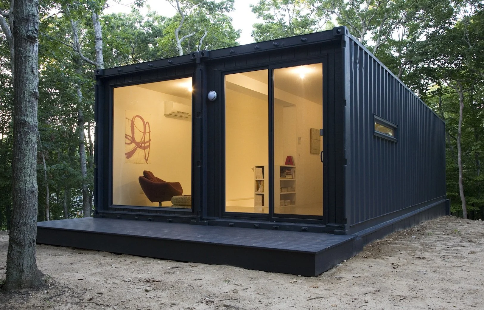 Container Art Studio by MB Architecture made from two shipping containers set on a concrete foundation