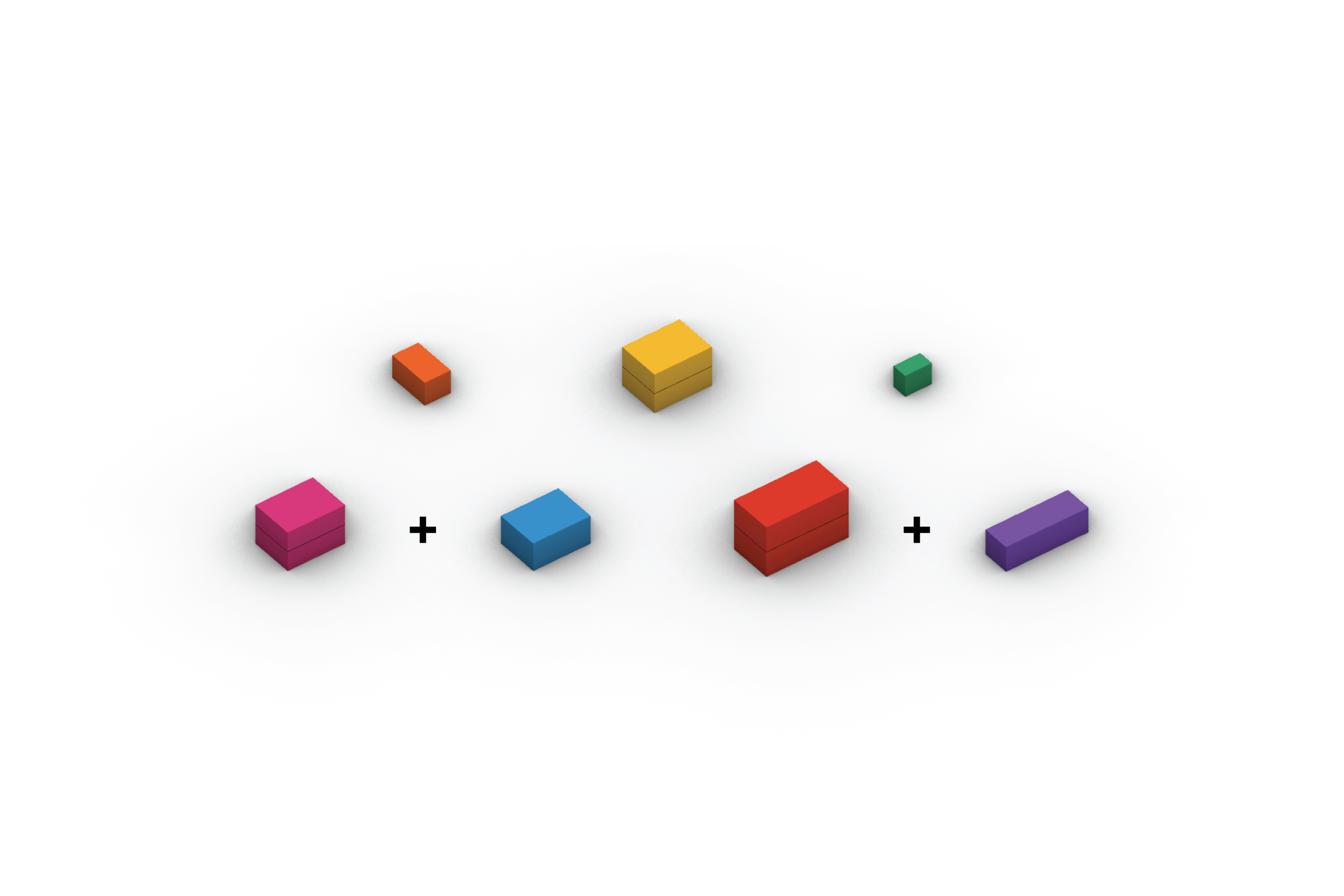 Isometric diagram of Modular Spectacular repeated in varied combinations across the project