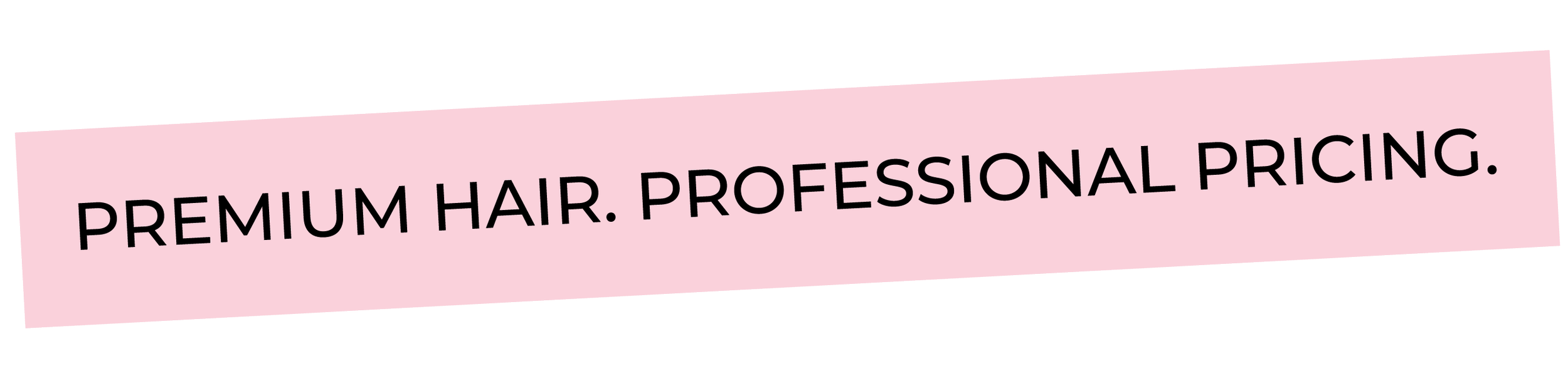 Pink banner with black text that says 'Premium Hair. Professional Pricing.'