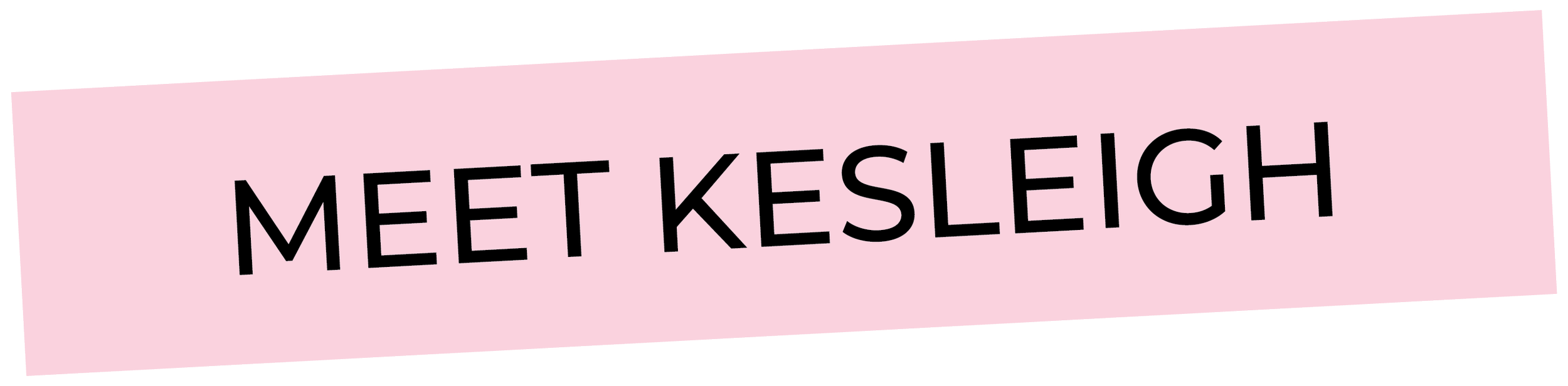 Pink sign with black text that says "Meet Kesleigh".
