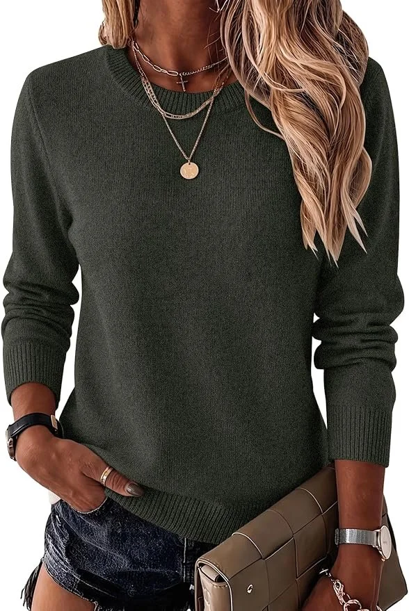 a dark green sweater