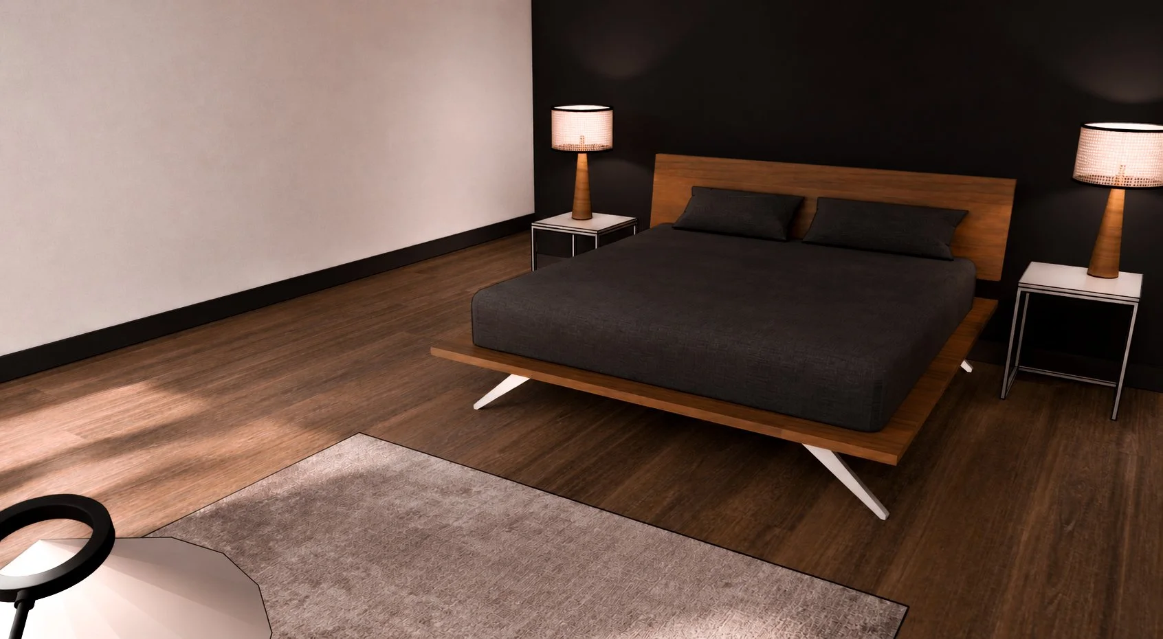 The bedroom - simple and clean, warm and inviting. No harsh, overhead or cool lighting, this space is inviting, romantic and feels like a warm hug...