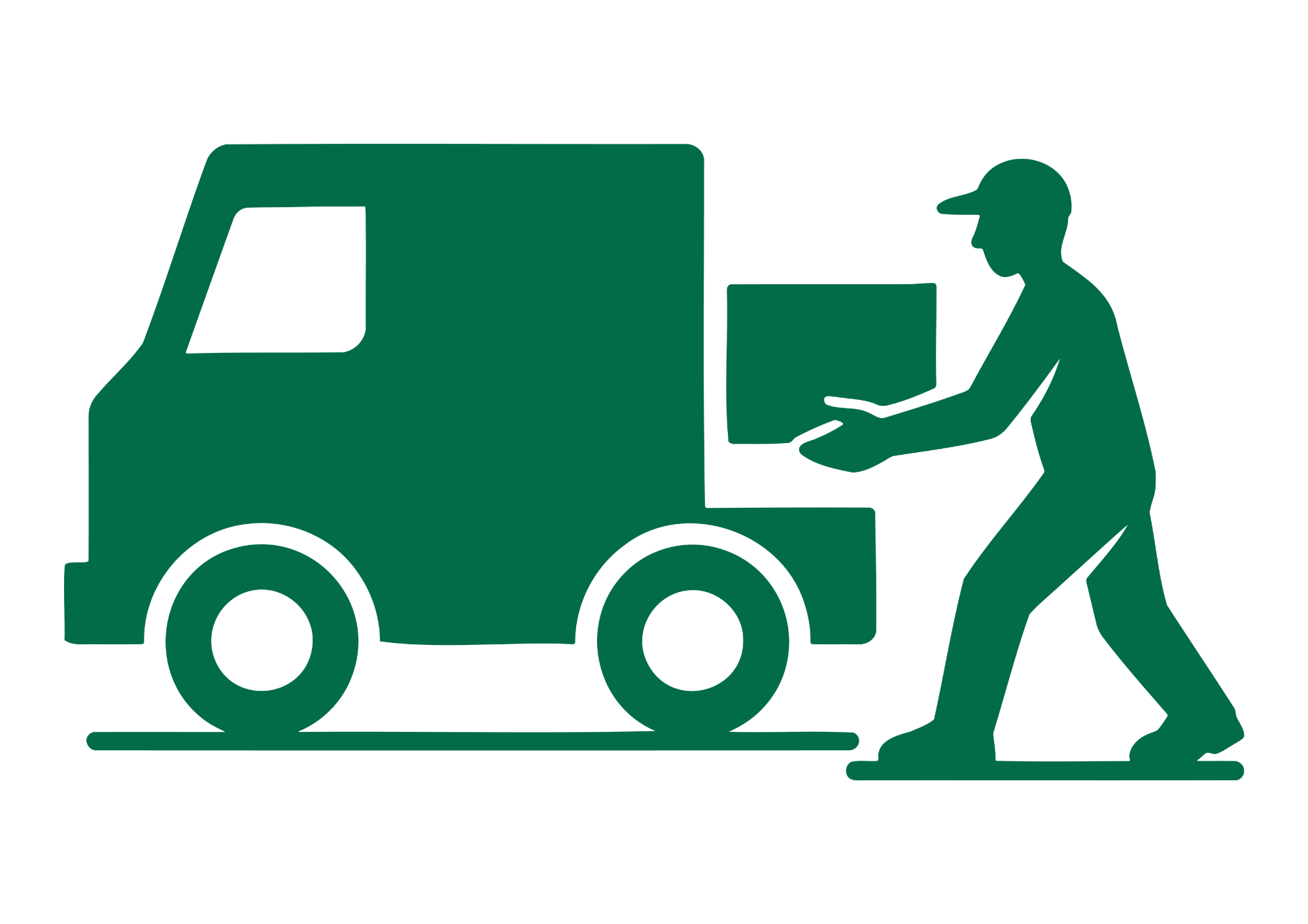 Illustration of a person pushing a cart with boxes.