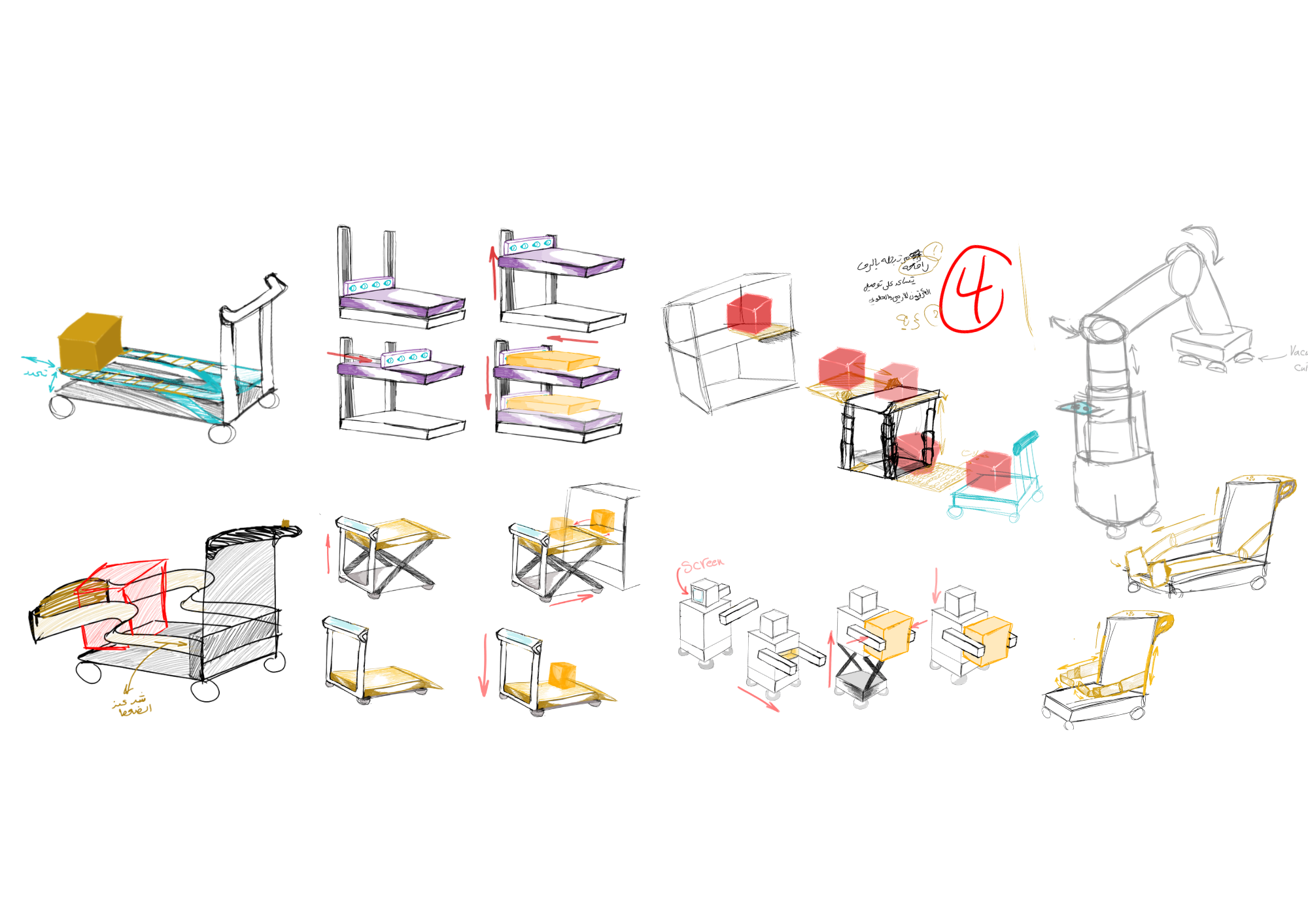 A detailed diagram of a manufacturing process with various machines and conveyor belts.