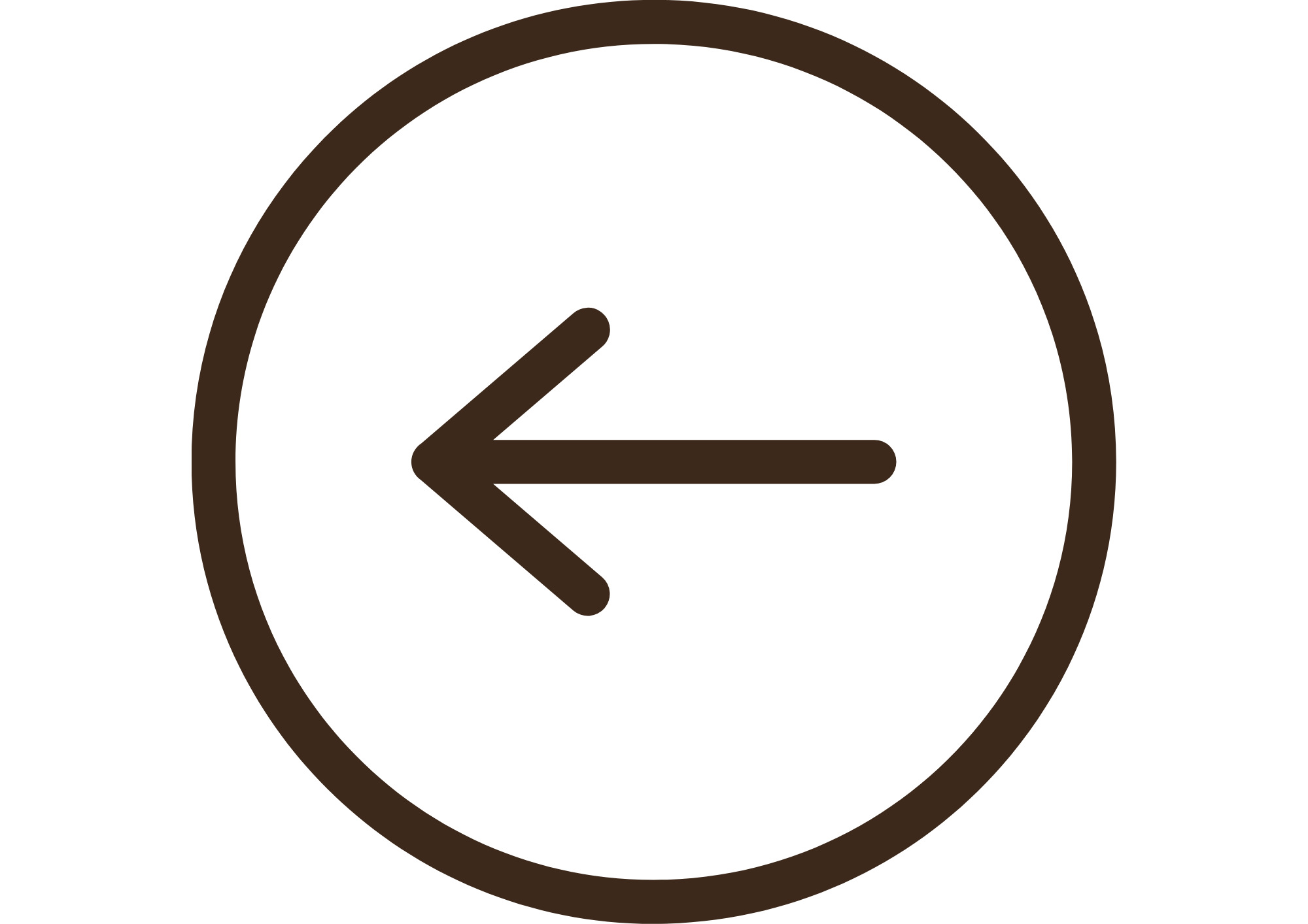 Brown circle with a left-pointing arrow in the center.