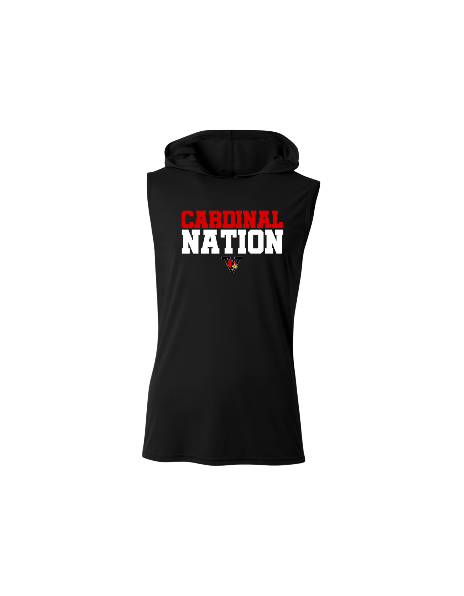 SLEEVELESS HOODED SHIRT-CARDINAL NATION