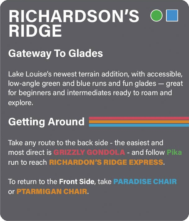 Description of Lake Louise Ski Resorts Richardson's Ridge cluster