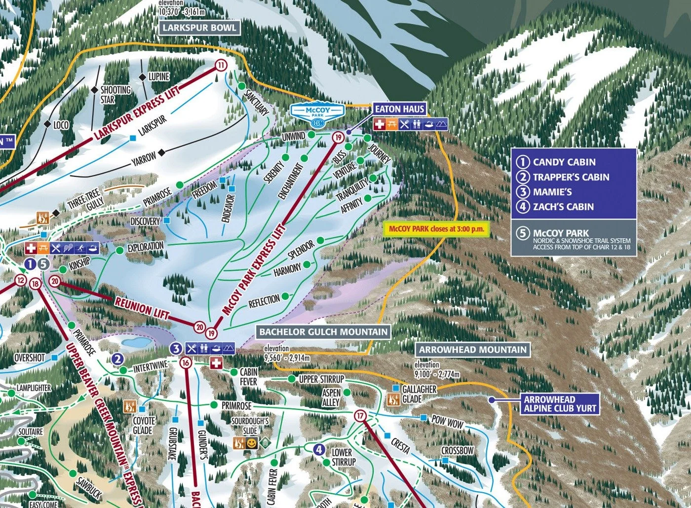 Segment of Beaver Creek Trail Map showing McCoy Park