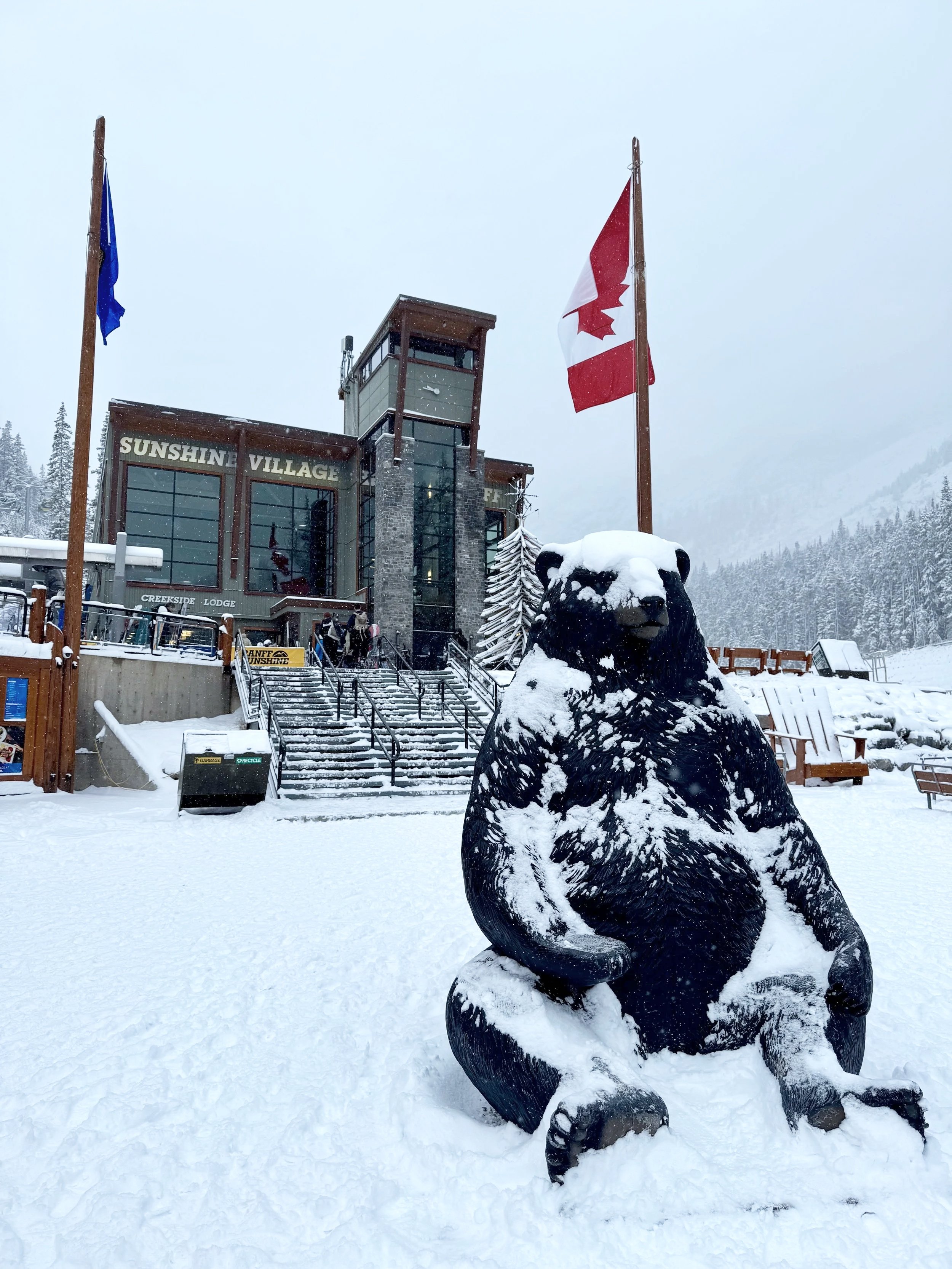 Bear Statue and Gondola Station at Banff Sunshine Village Ski Resort, Banff Canada