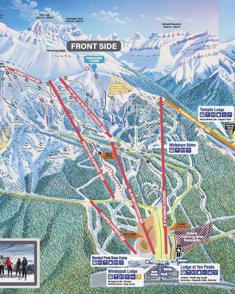 Front Side Segment of Lake Louise Ski Resort Trail Map