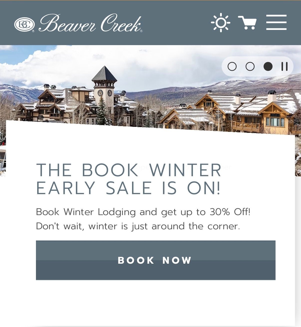 Beaver Creek Summer Sale - Example Advertisement for lodging deal in offseason