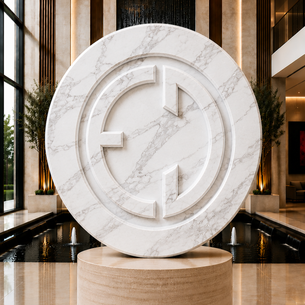 Abstract marble form representing integrated organisational architecture