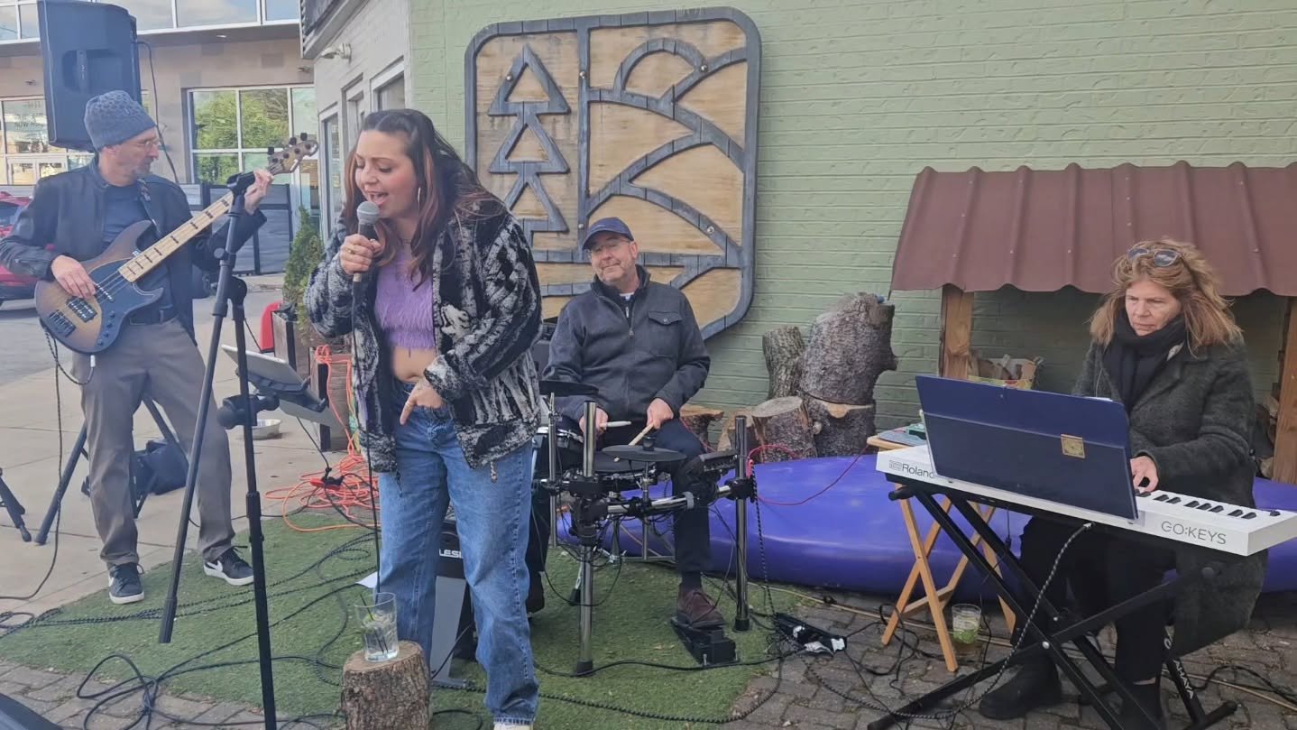 It was a cold day, and by the end we all smelled of camp fire 🔥 
It's always a pleasure to play for @3riversoutdoorco 

Big shout out to our tried and true fans as well as the ppl from the street and in their cars enjoying the music 🎶 💜

#pittsbur
