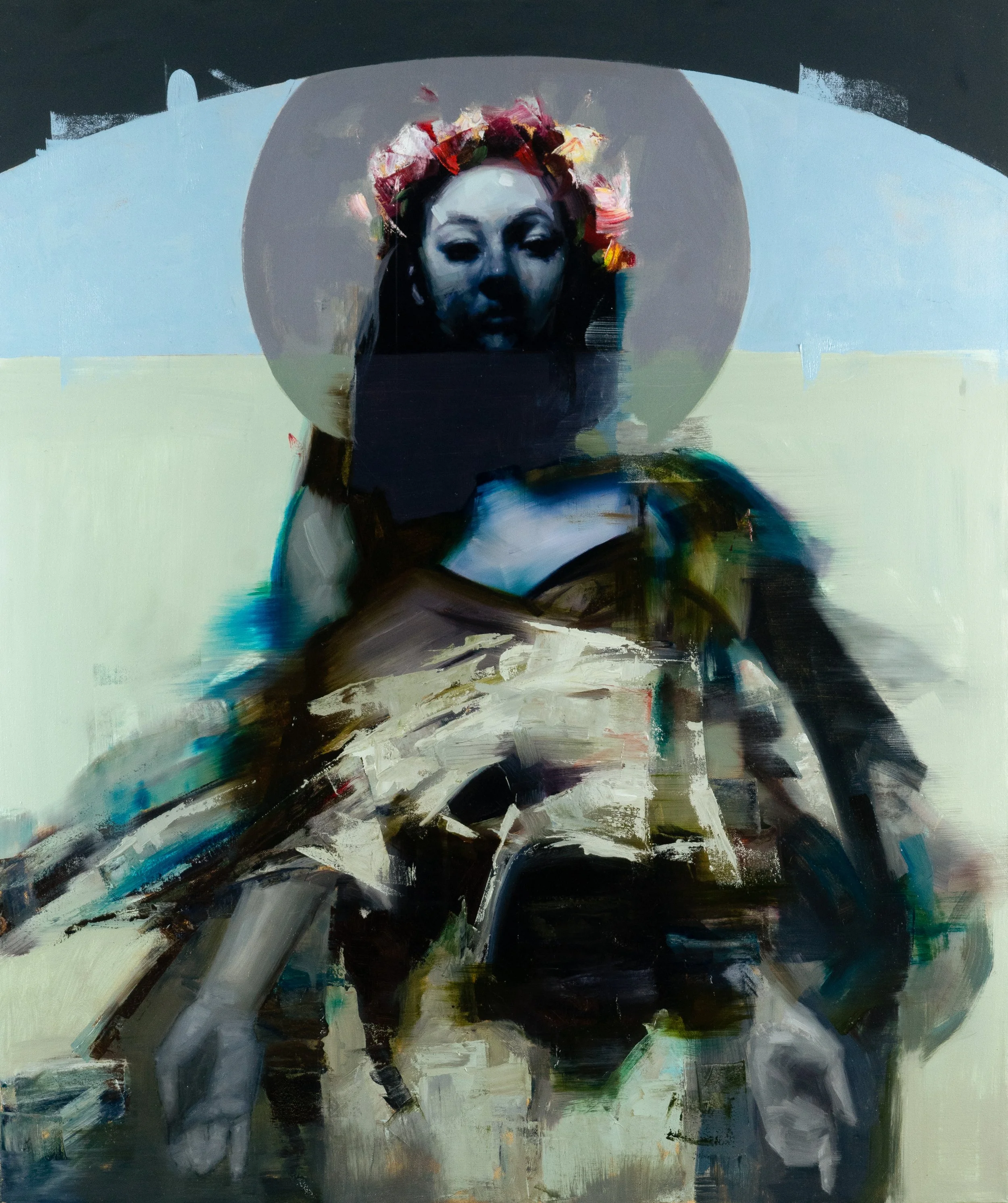“Ghost” 32” x38” Oil and spray paint on canvas 2021.jpg