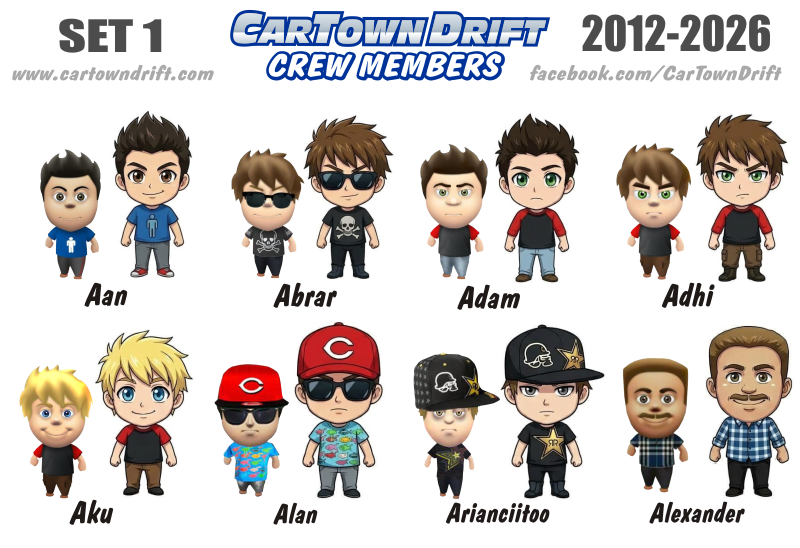 DRIFT Crew Members Set 1 #cartowndrift #cartowndriftthemovie