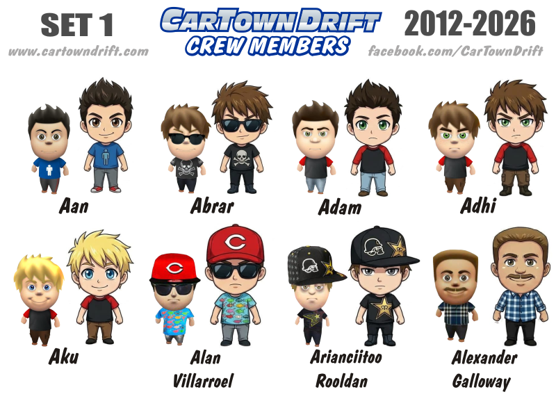 DRIFT Crew Members Set 1 #cartowndrift #cartowndriftthemovie