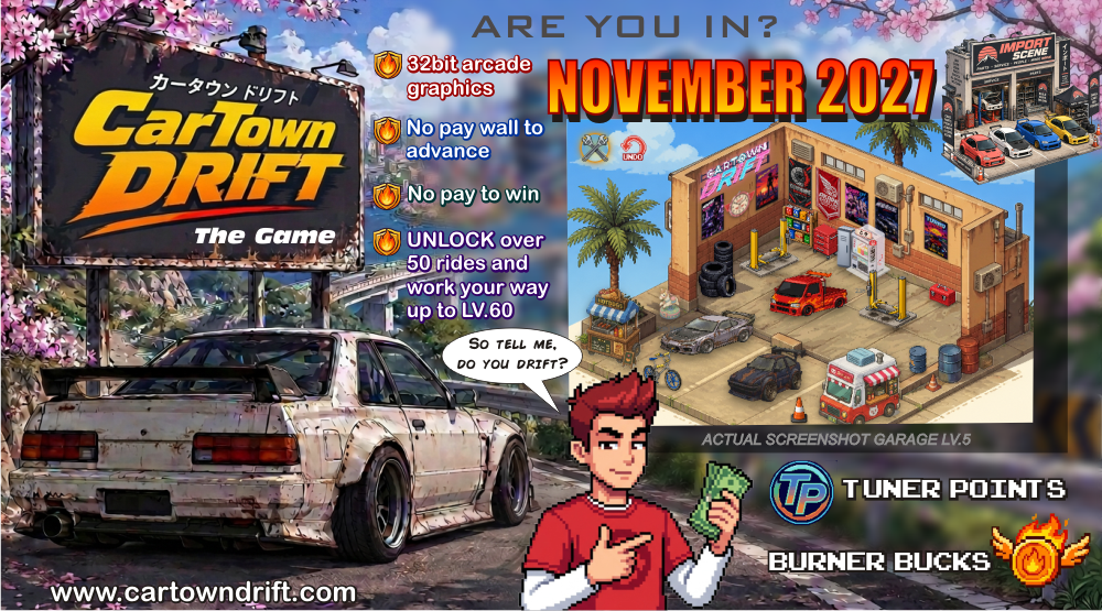 Tuner Points & Burner Bucks is what gets you ahead in this game! No pay wall to advance, no pay to win. No seasonal subscriptions. Just old school retro arcade drift goodness! #cartowndrift #cartowndriftthegame #cartowndriftgame