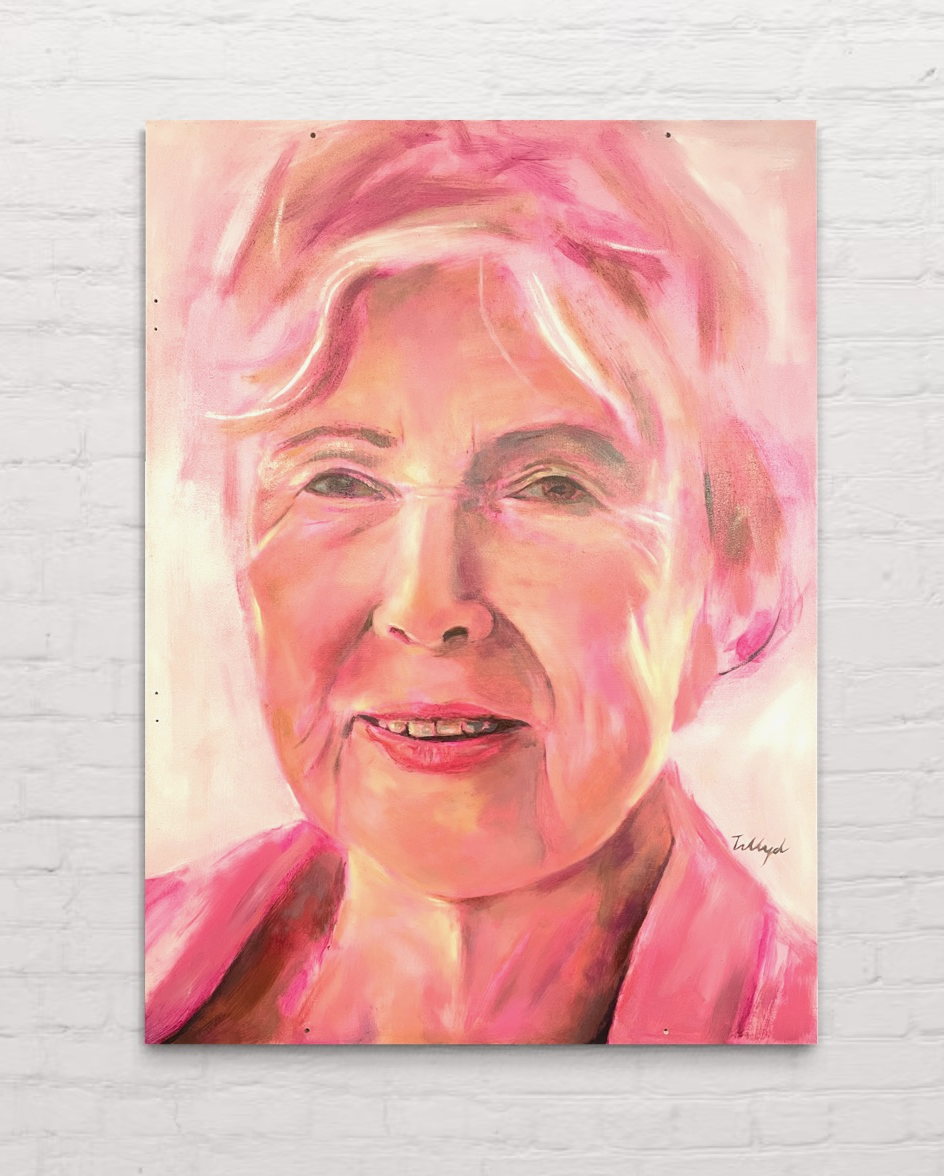 Jill in Pink, oil on wood 2024 