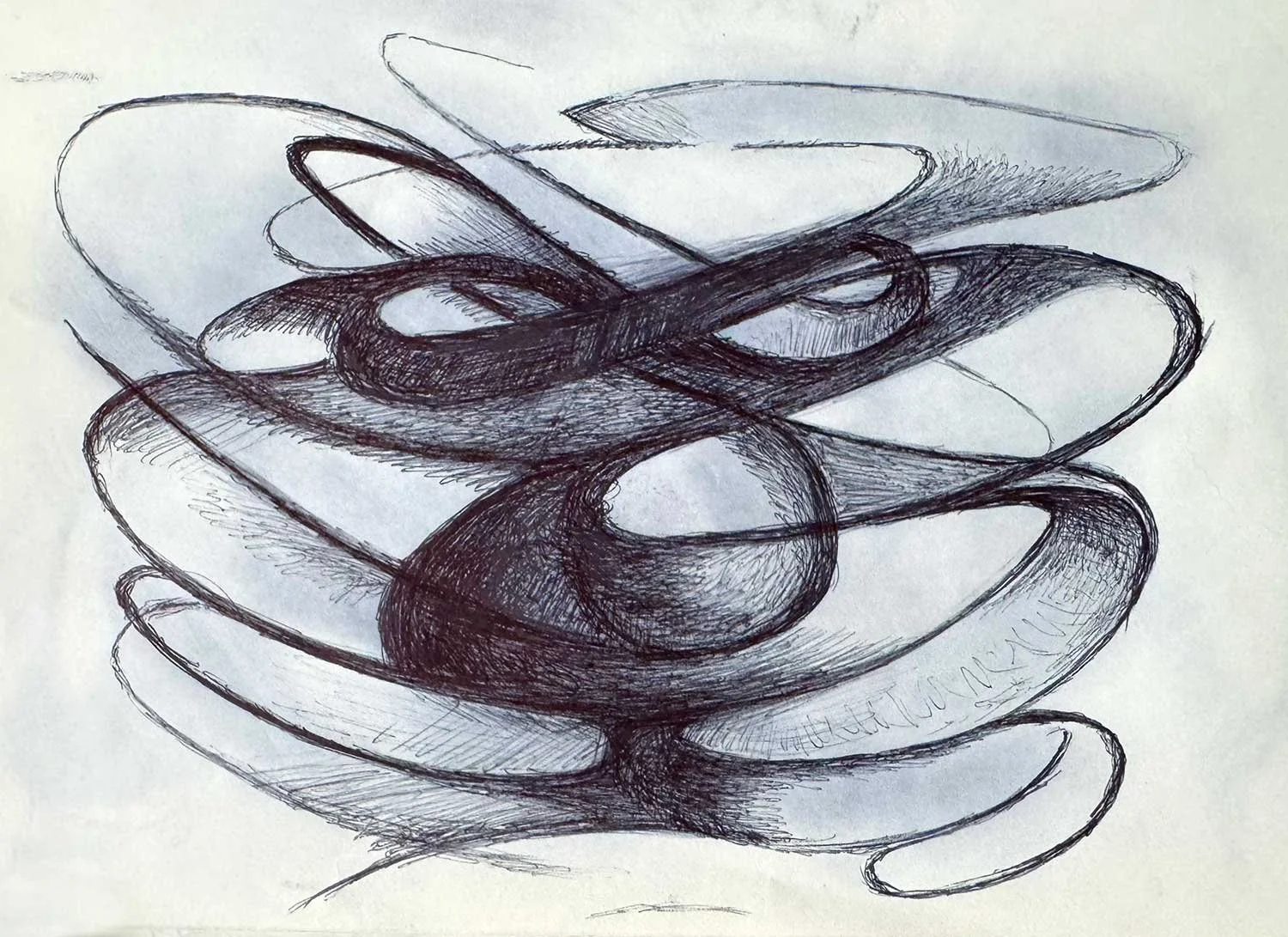  _____ Click to see entire horizontal  image _____   Jeremy McDonnell 
 Swirl Mask , 2026 
Pen on Paper 
7 1/4 x 9 3/4 inches 