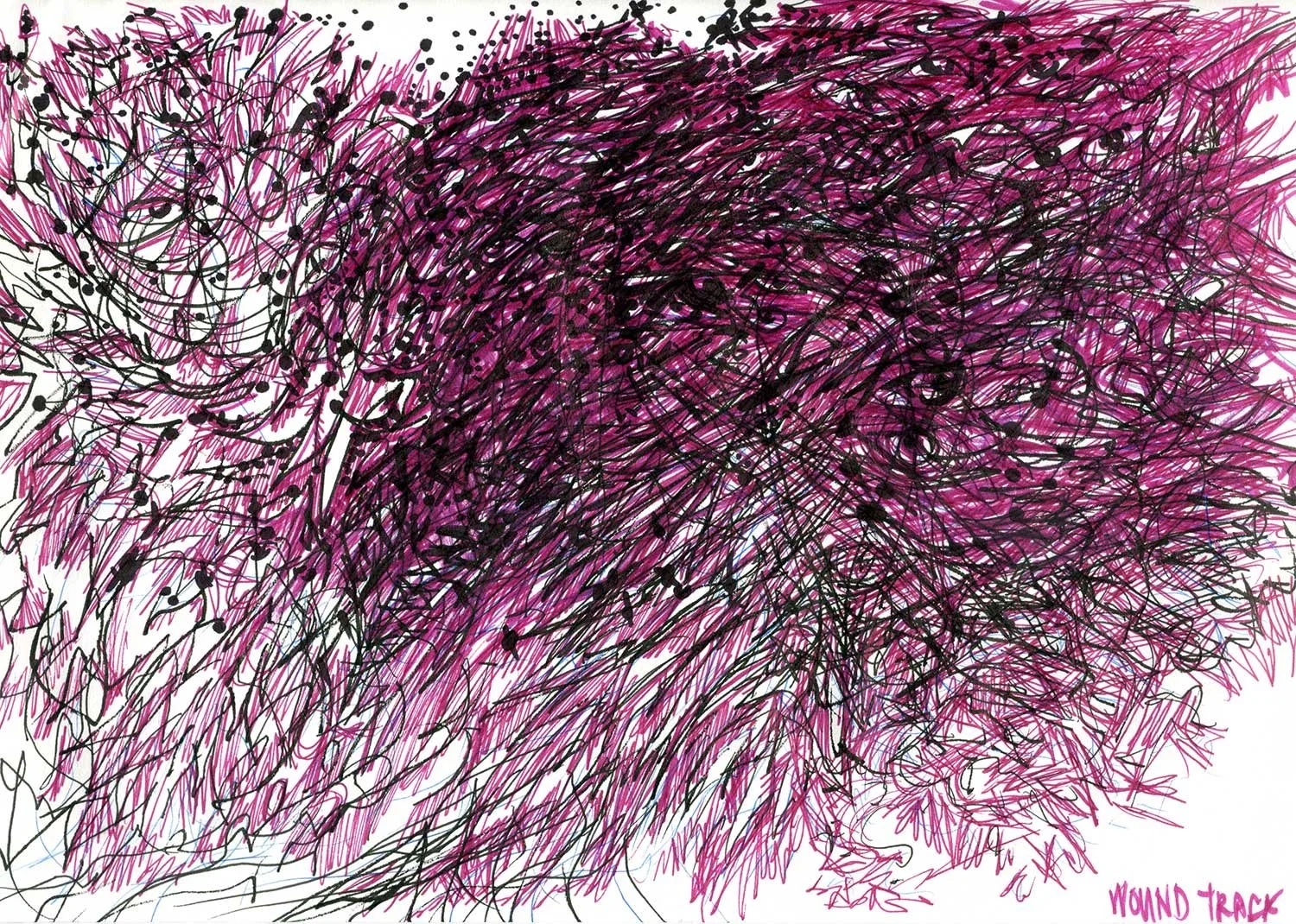  _____ Click to see entire horizontal image _____  
 
Jeremy McDonnell  
 Wound Track , 2015 
Colored ink on Paper 
8 1/4 x 12 inches