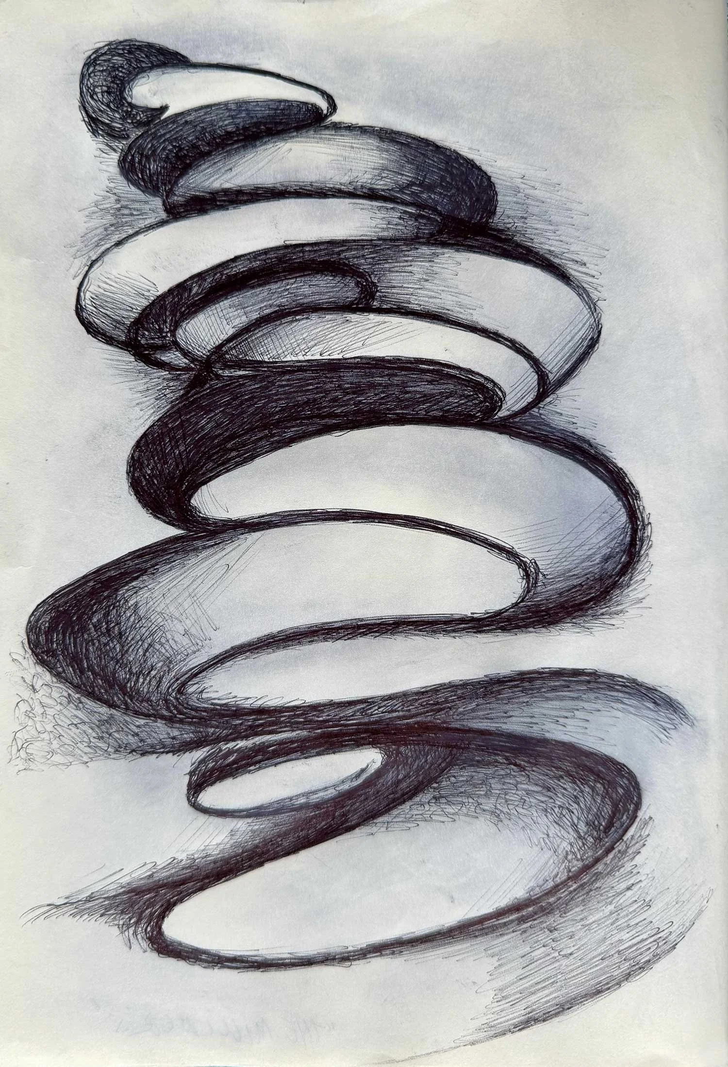  _____ Click to see entire image _____   Jeremy McDonnell 
 Swirl - Plumed Beret , 2026 
Pen on Paper 
7 1/4 x 9 3/4 inches
